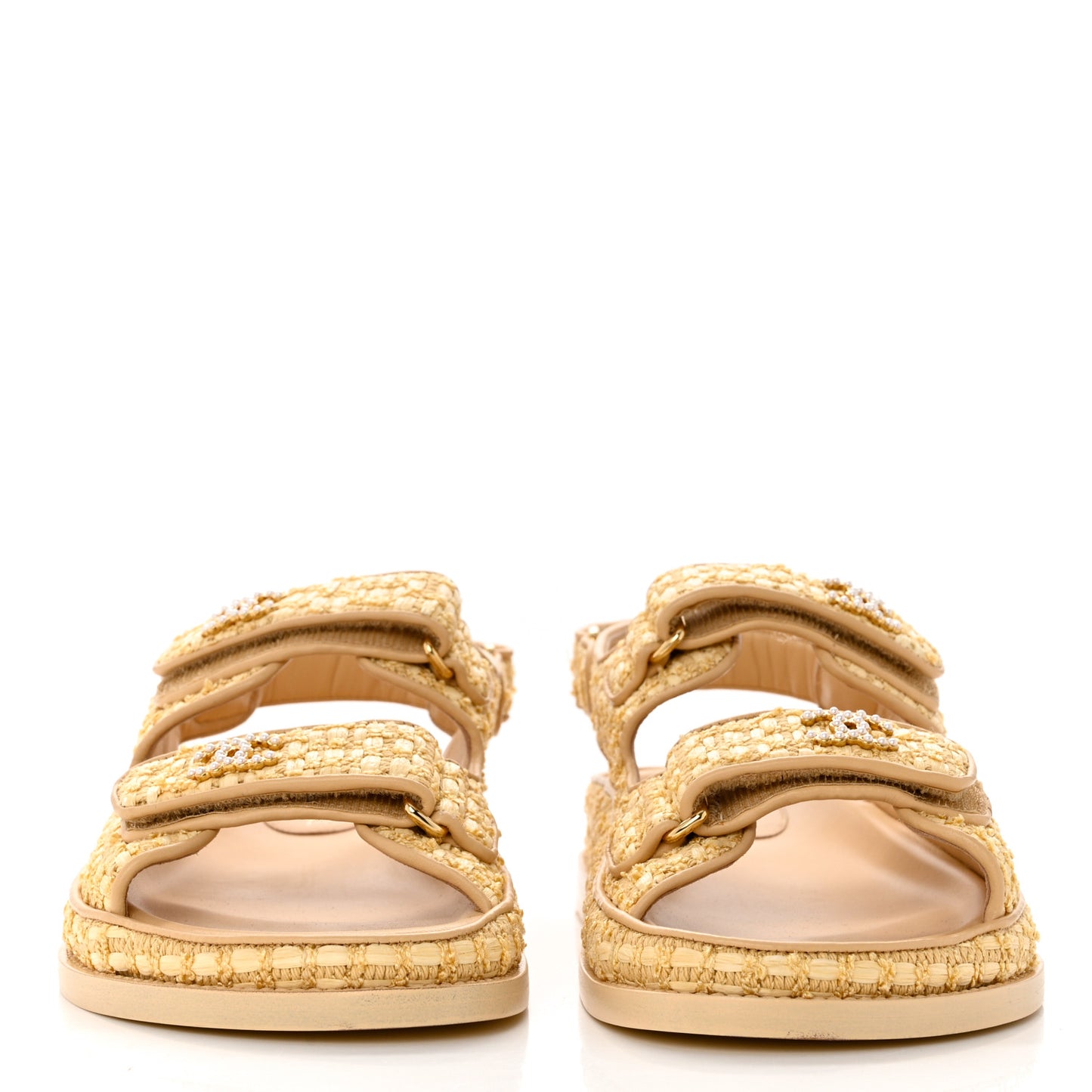 Braided Fabric Velcro Dad Sandals 37.5 Beige