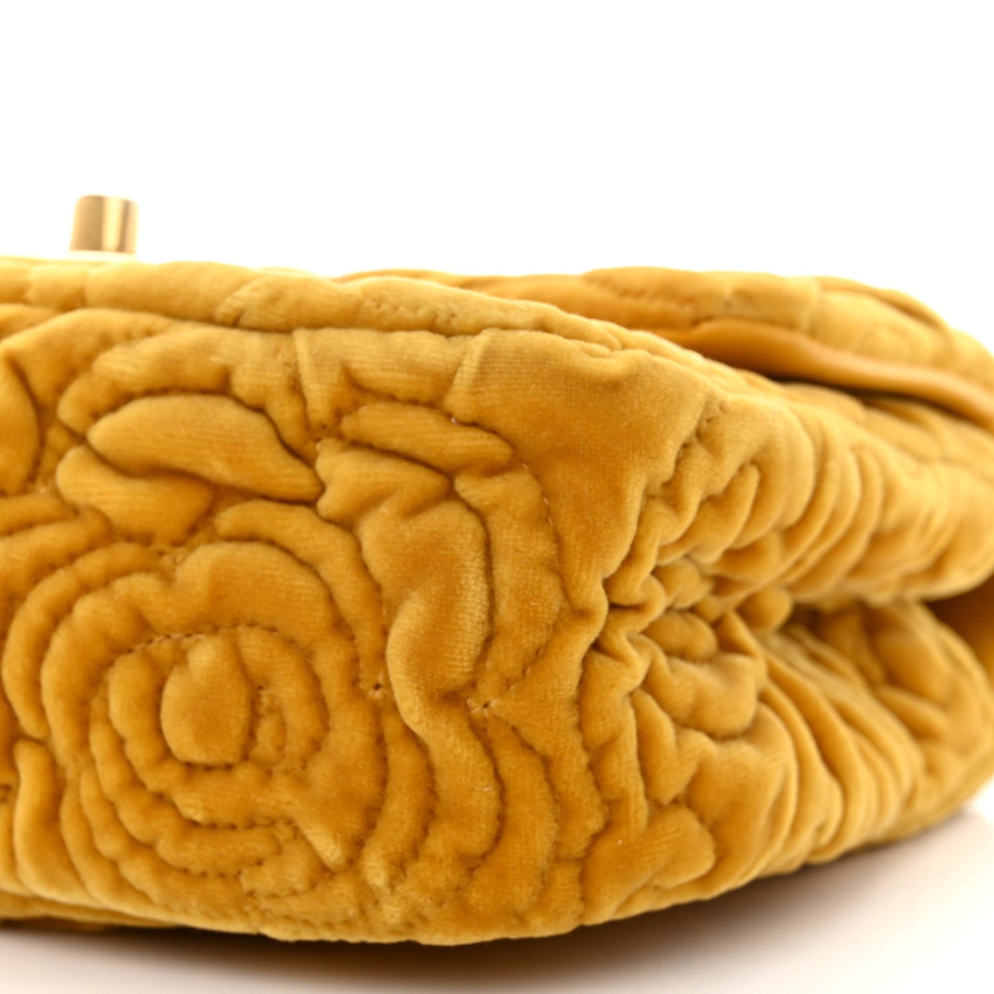 Velvet Camellia Embossed Mini Square Flap Yellow