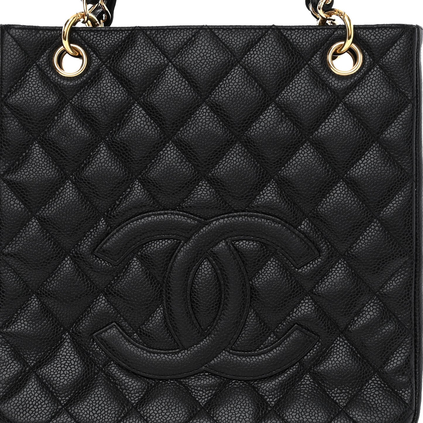 Caviar Quilted Petit Shopping Tote PST Black