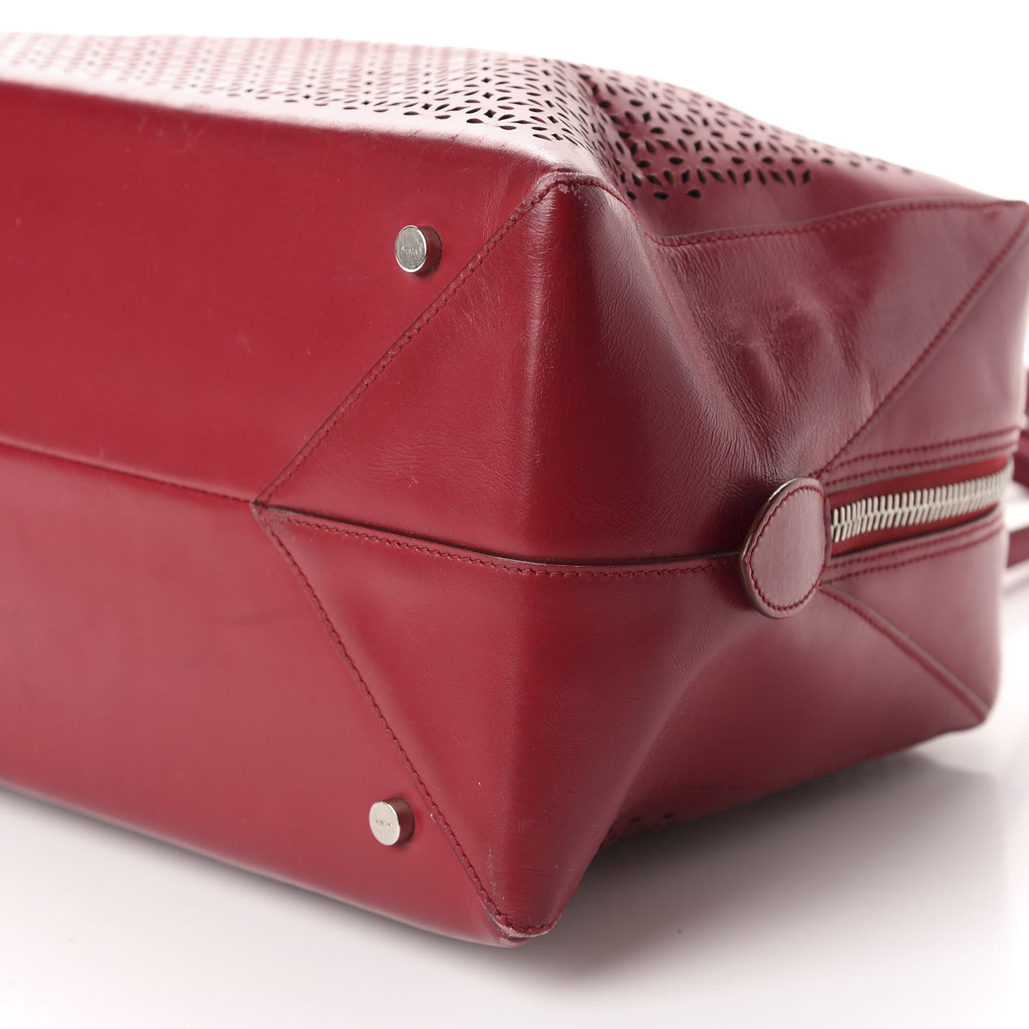 Calfskin Lux Laser Cut Tote Red