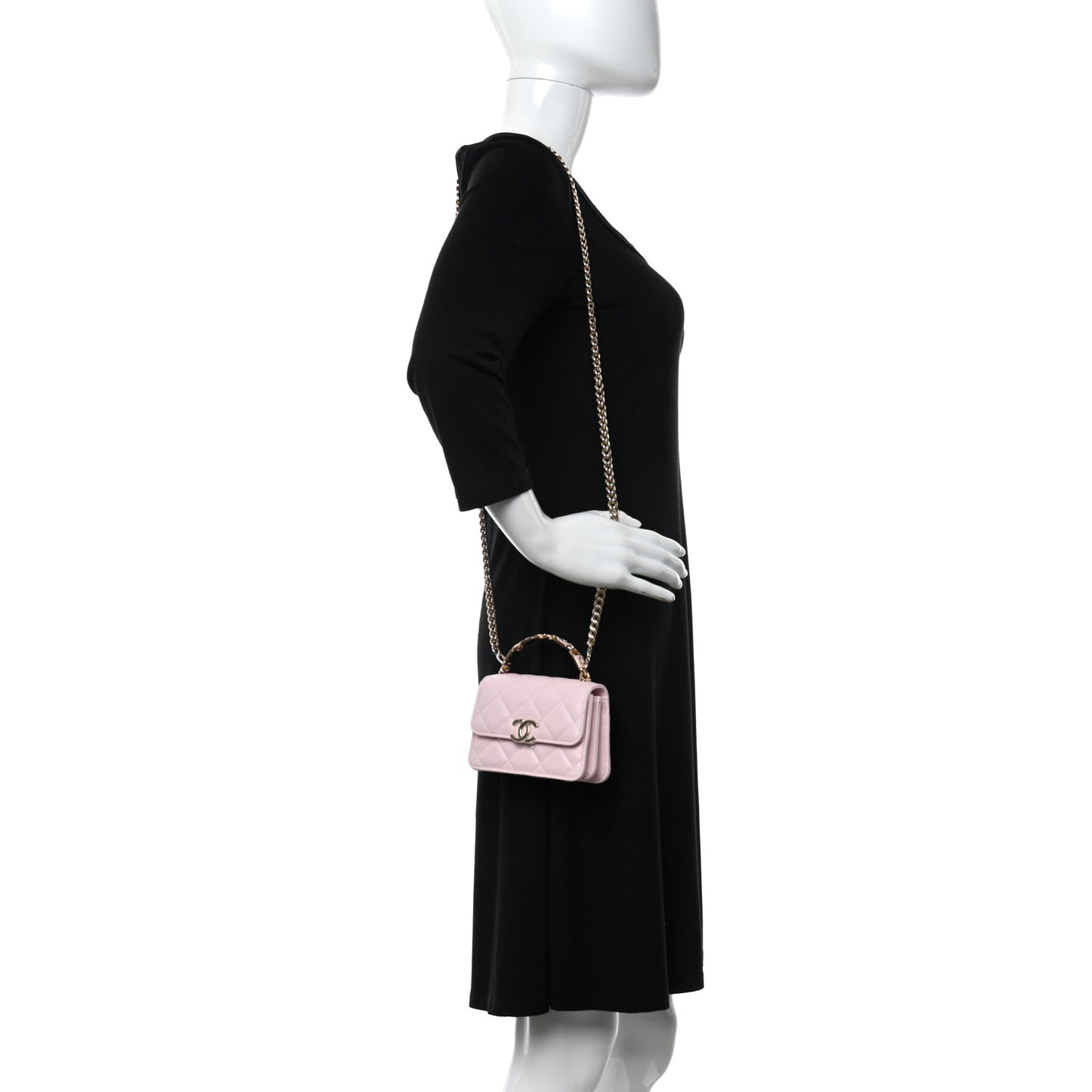 Lambskin Quilted Pick Me Up Clutch With Chain Pink