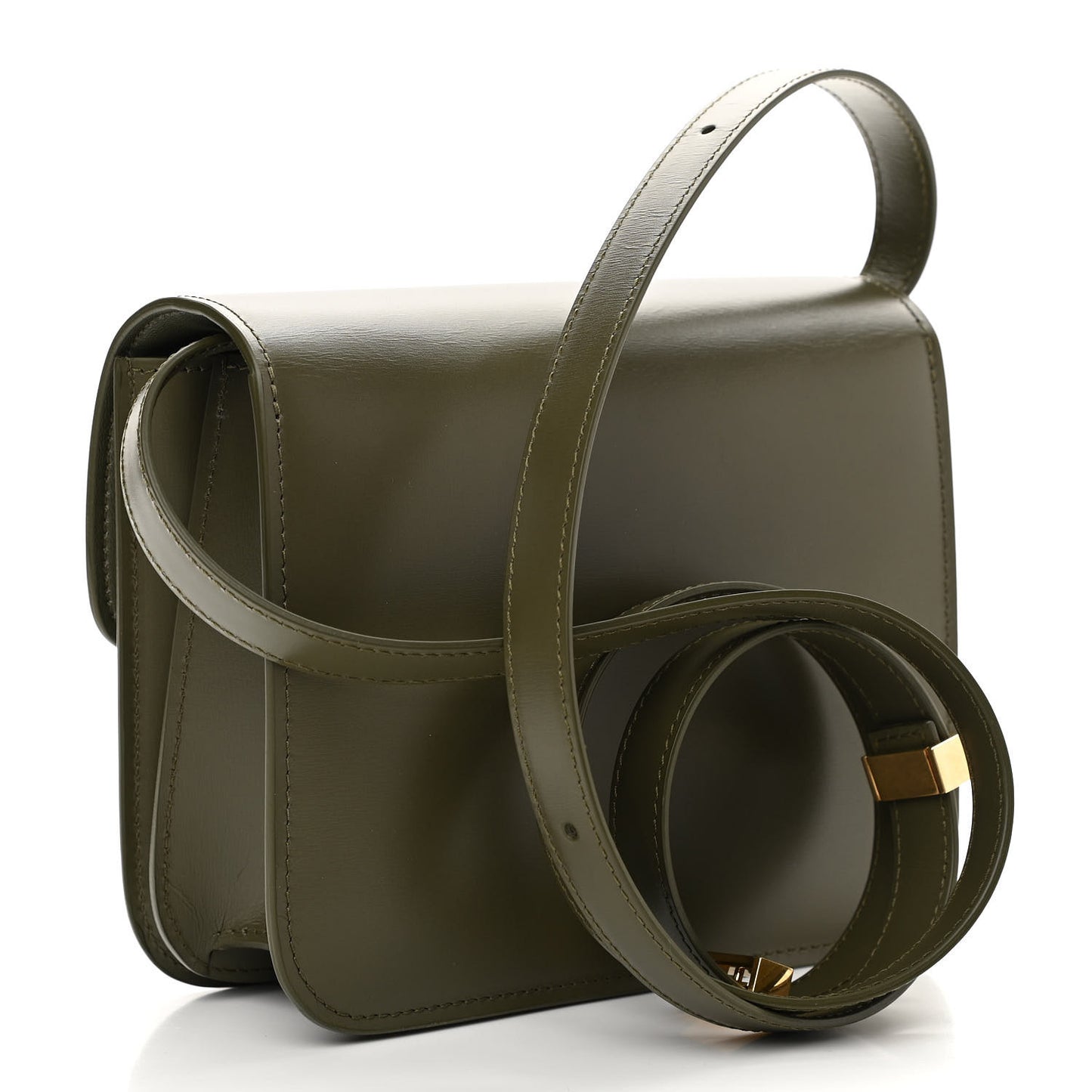 Box Calfskin Teen Classic Box Flap Bag Dark Olive