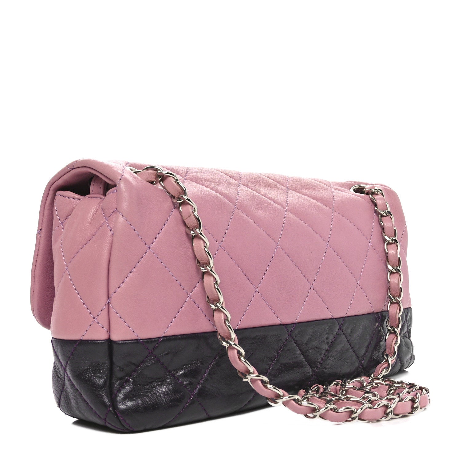 Chanel Lambskin Quilted Bi-Color Medium Single Flap Light Purple 3 of 10