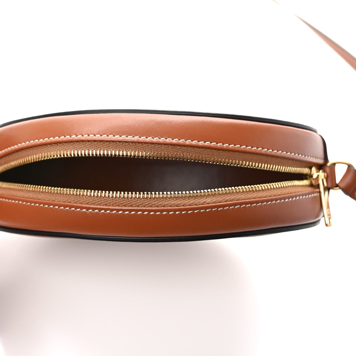 Smooth Calfskin Cuir Small Triomphe Oval Crossbody Purse Tan