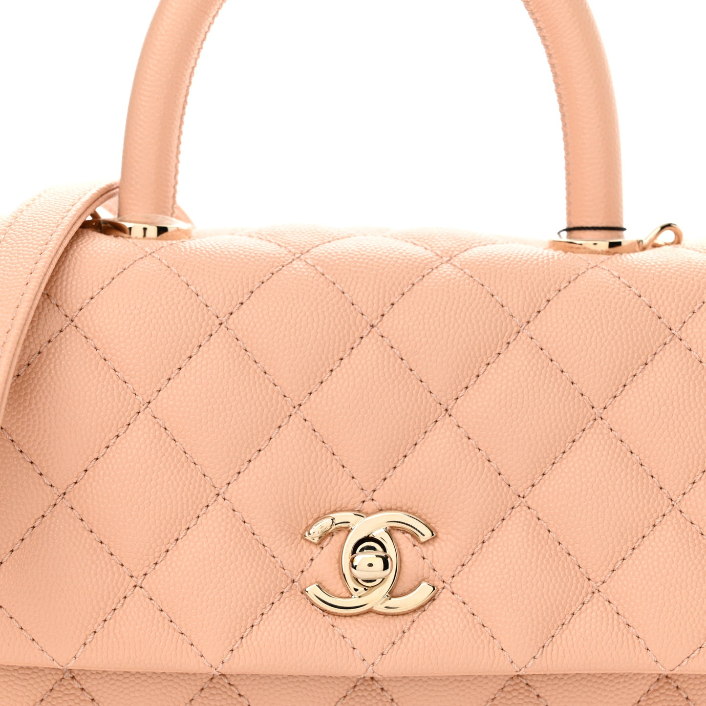 Caviar Quilted Mini Coco Handle Flap Light Pink