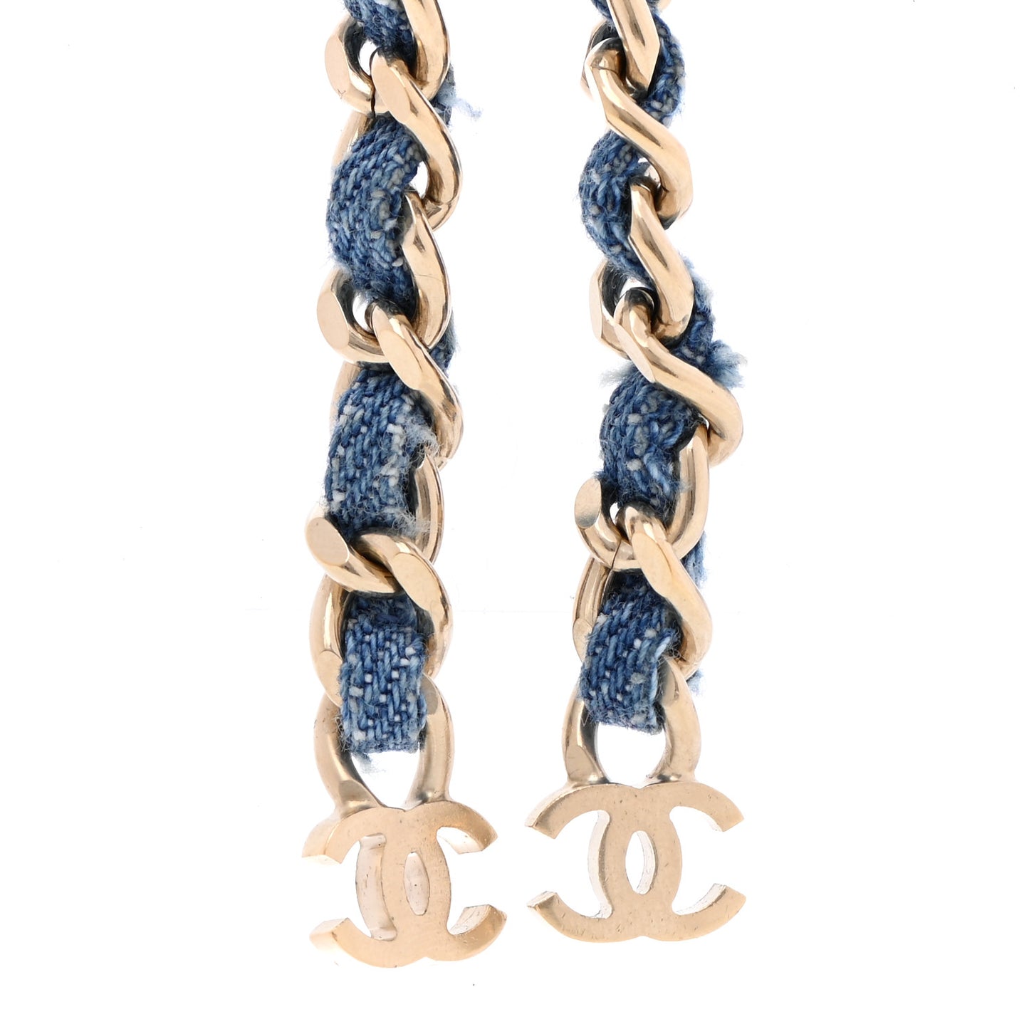 Metal Denim CC Necklace Blue Gold