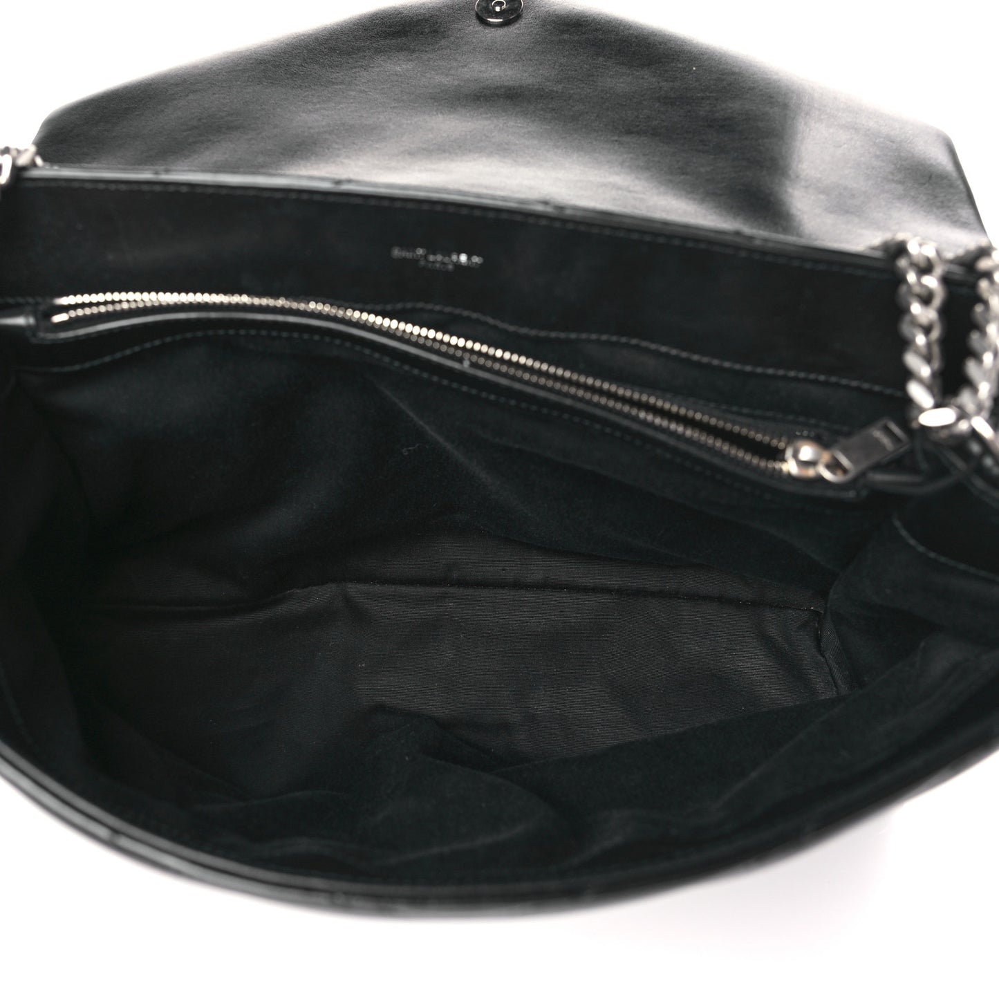 Calfskin Y Quilted Monogram Large Loulou Chain Satchel Black