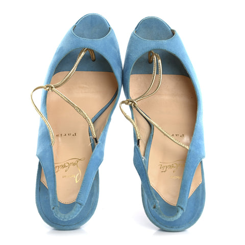 Veau Velours Spritney 100 Peep Toe Pump 41 Blue
