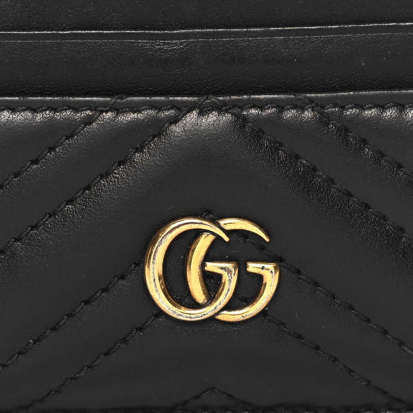 Calfskin Matelasse GG Marmont Card Holder Black