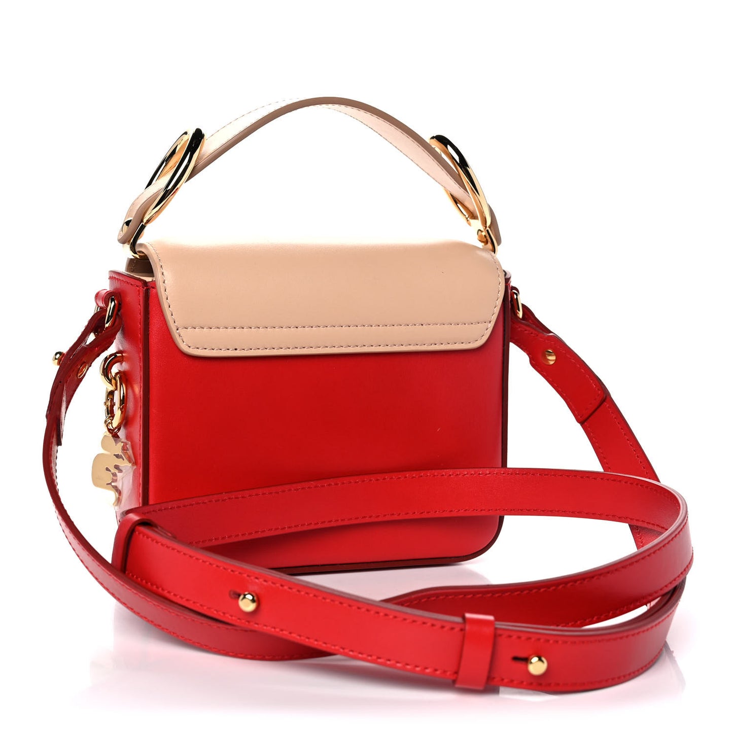 Shiny Calfskin Goatskin Mini C Double Carry Red Pink