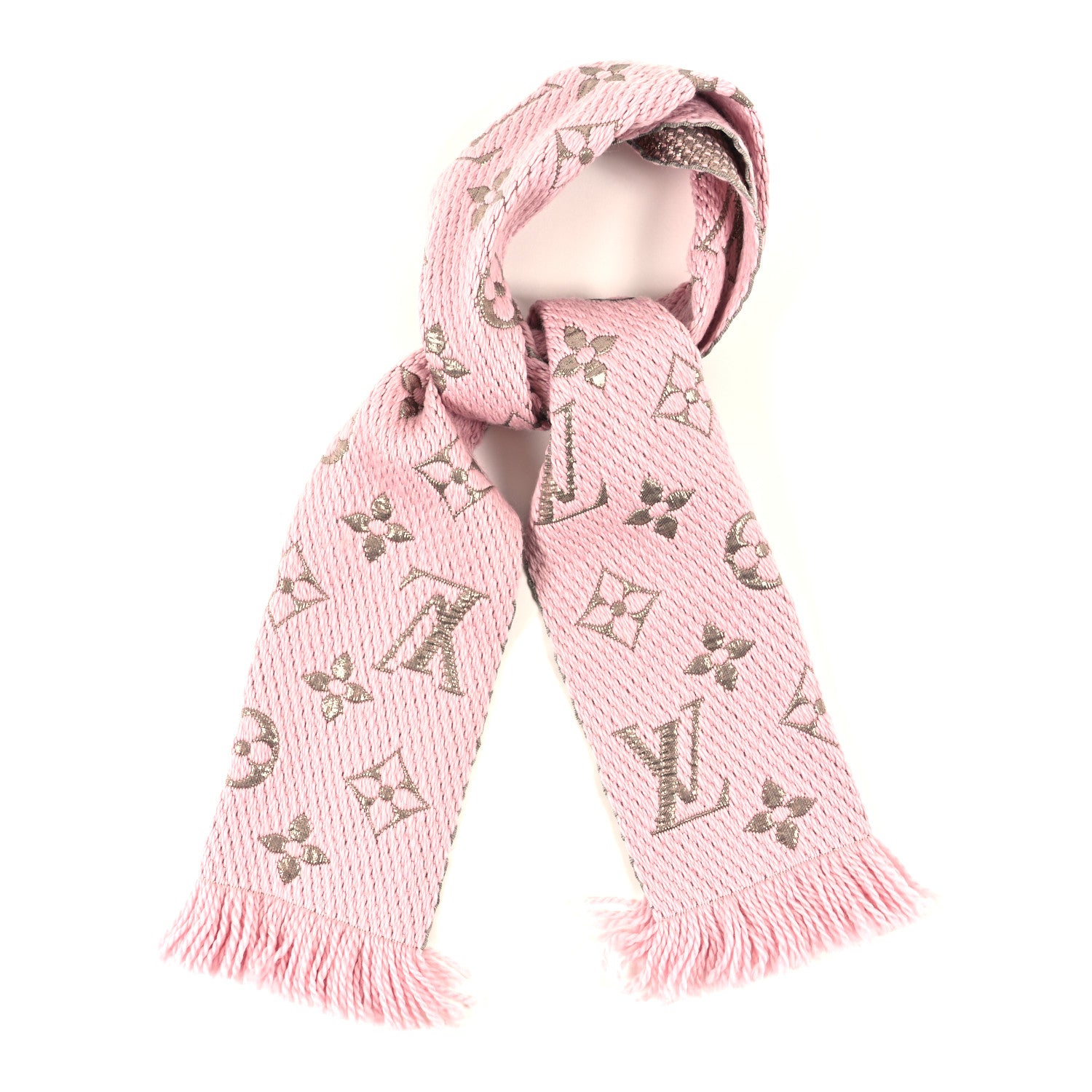Louis Vuitton Wool Silk Logomania Shine Scarf Pink 1797361