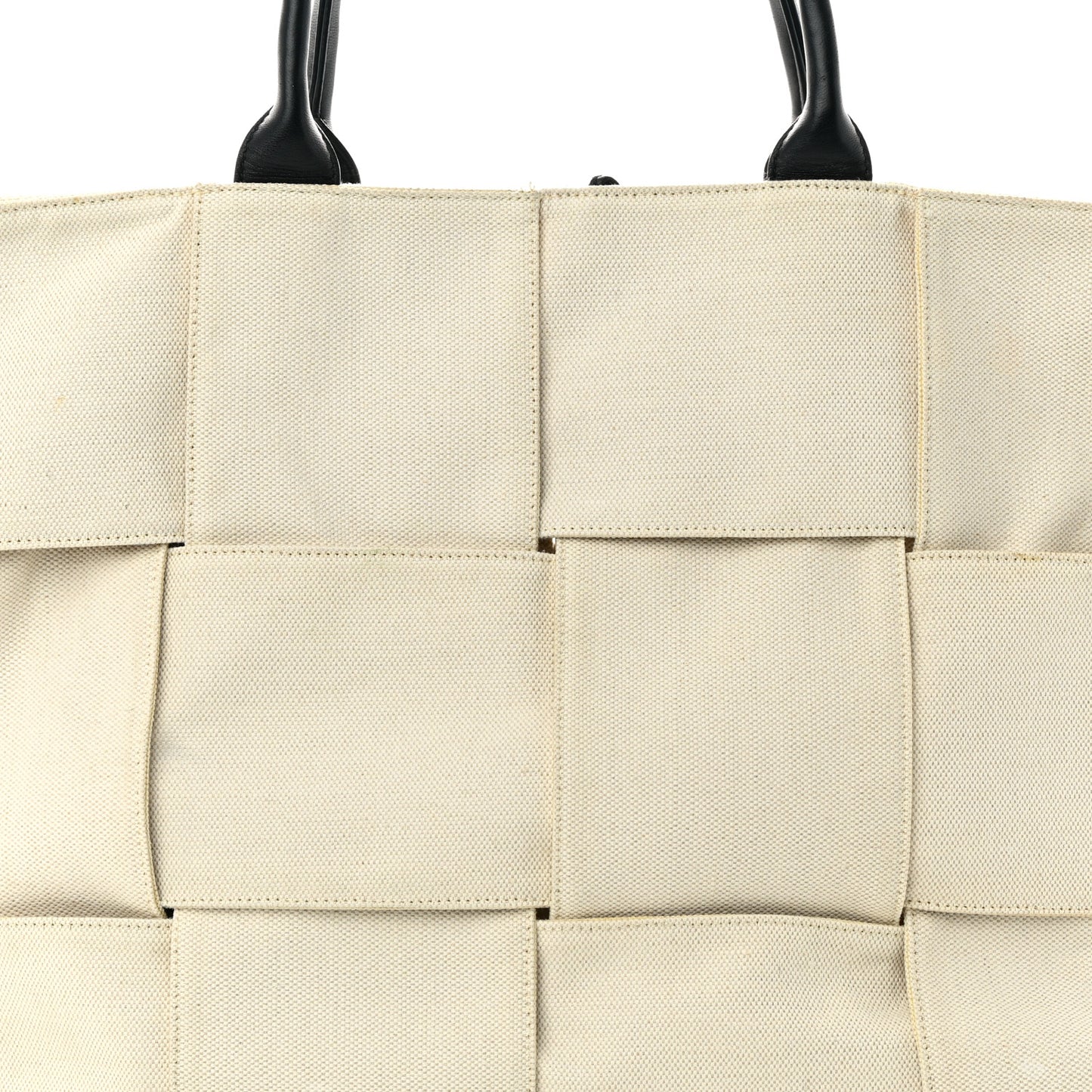 Canvas Intrecciato Large Arco Tote Beige Black