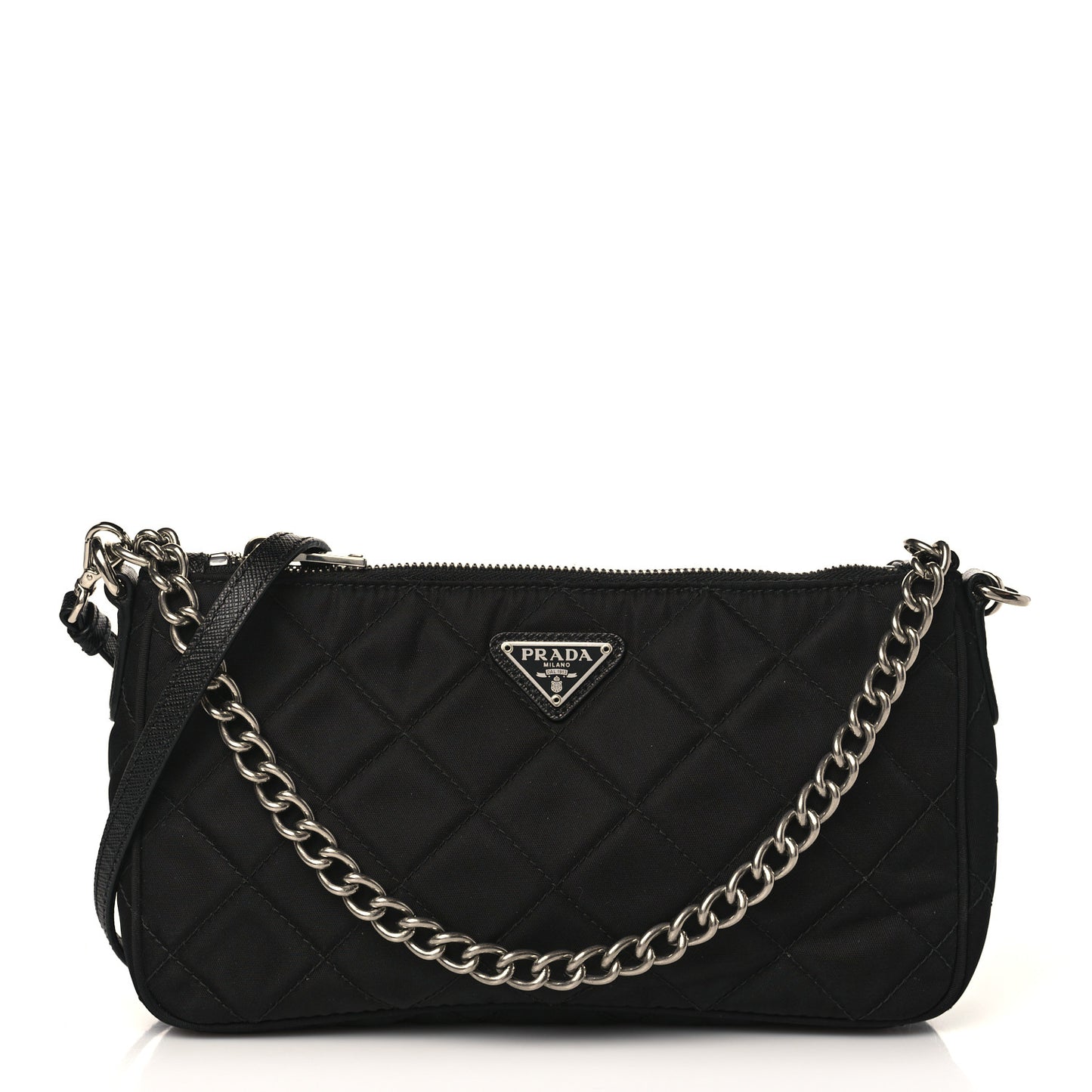Nylon Tessuto Impuntu Quilted Crossbody Bag Black