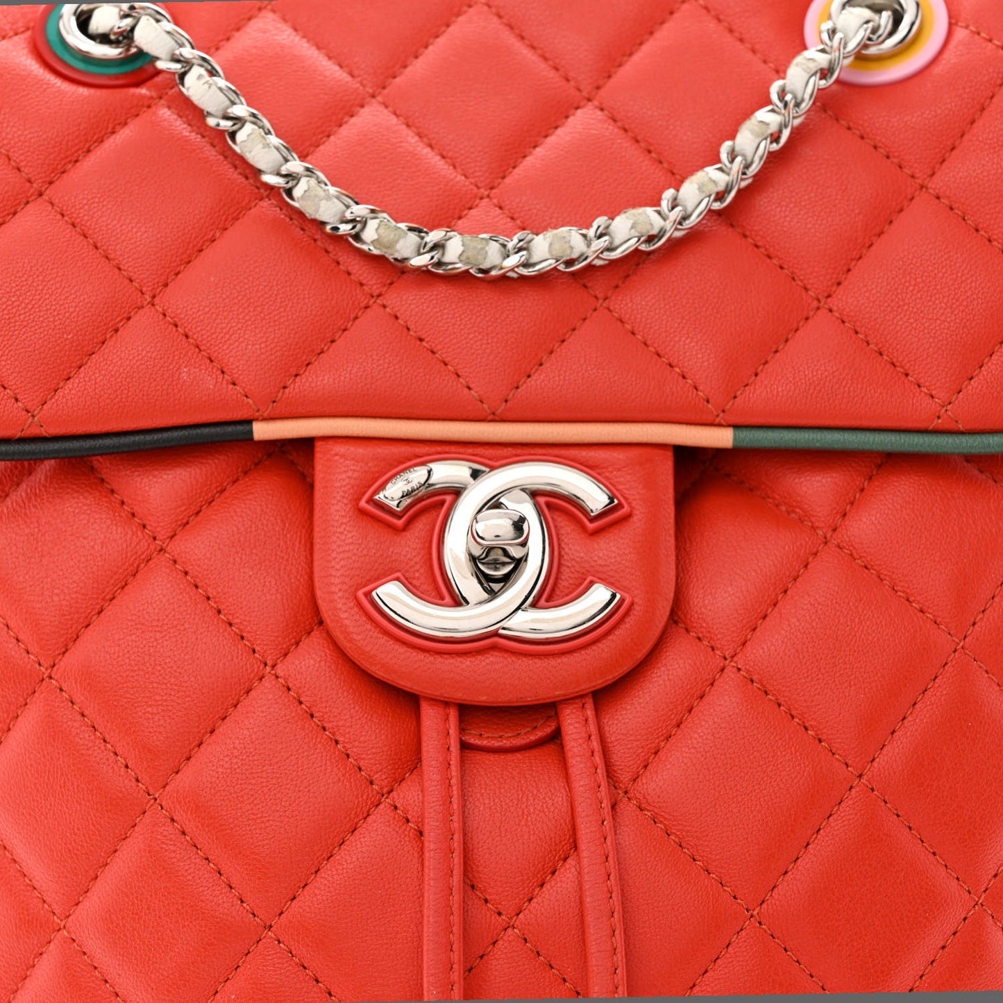 Lambskin Quilted Small Cuba Urban Spirit Backpack Orange