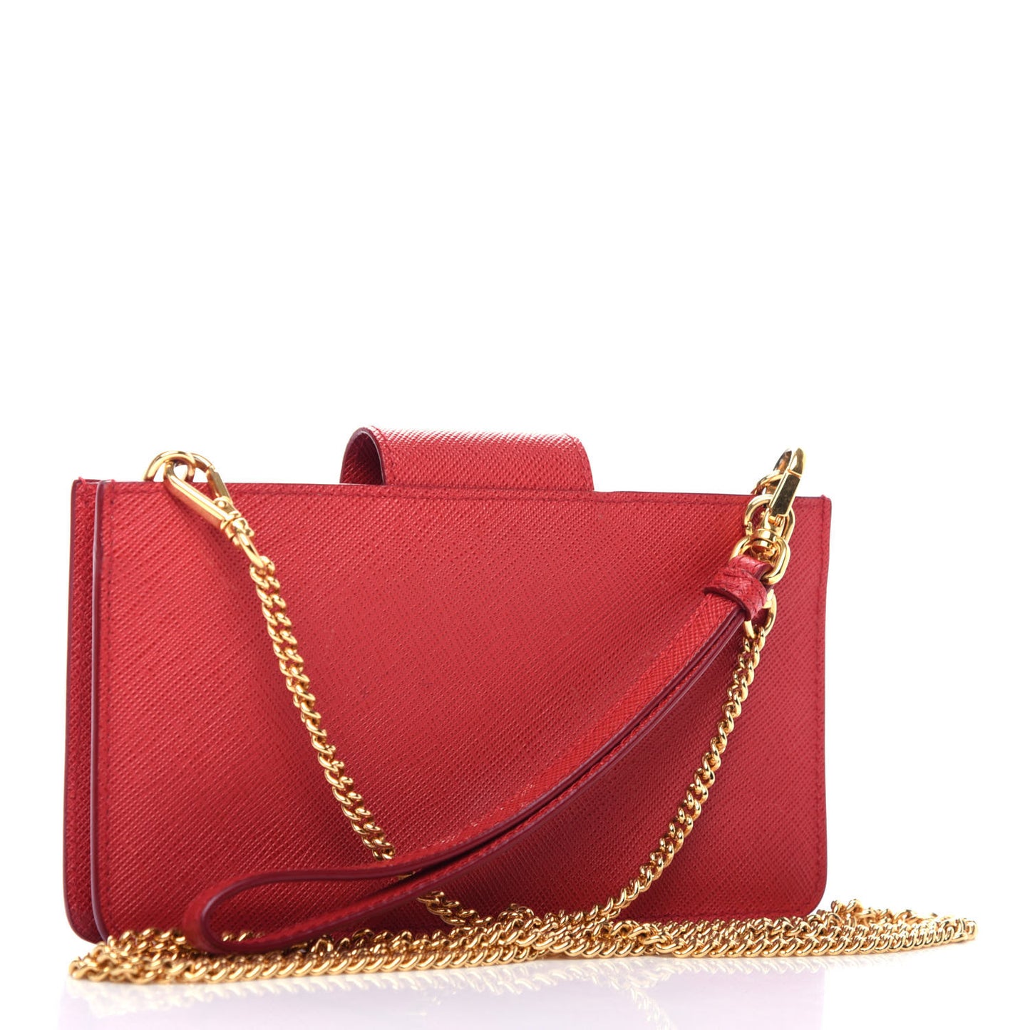 Saffiano Metal Mini Chain Wallet Fuoco