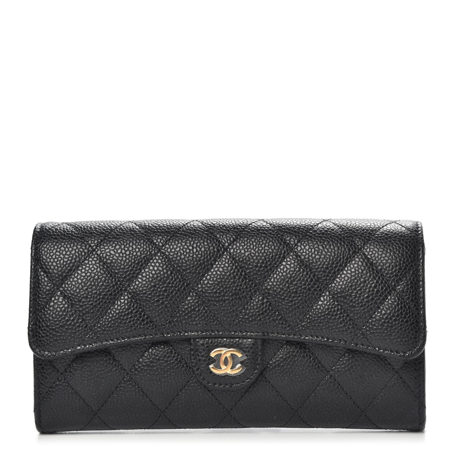 Chanel Caviar Quilted Large Gusset Flap Wallet Black 1 of 9