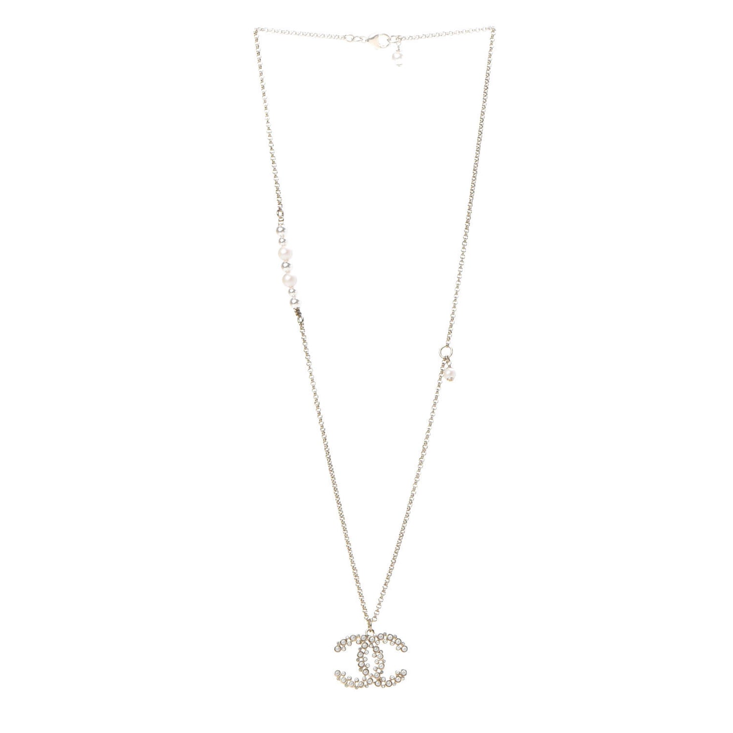 Pearl CC Pendant Necklace Gold