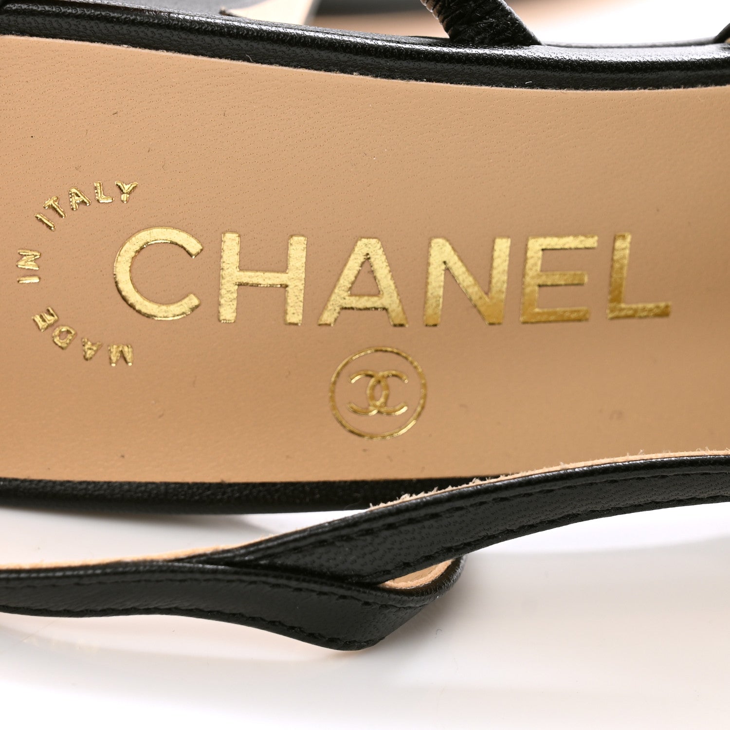 Chanel Goatskin Grosgrain Cap Toe CC Slingback Pumps 37.5 Black 8 of 10