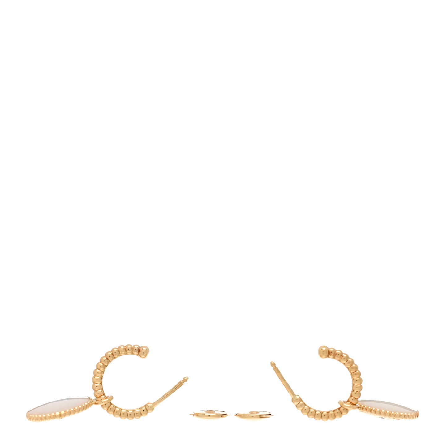 18K Yellow Gold Diamond Mother of Pearl Rose Des Vents Drop Earrings