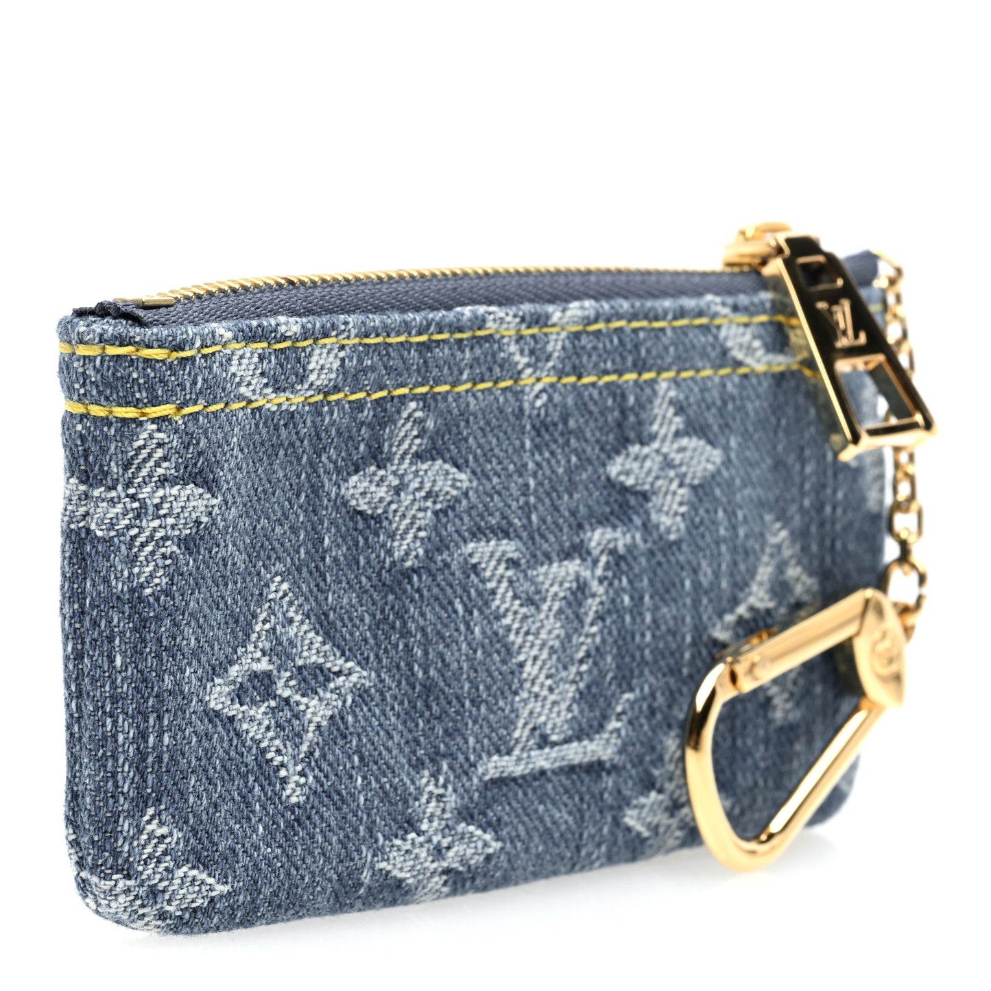 Monogram Denim Key Pouch Denim Blue
