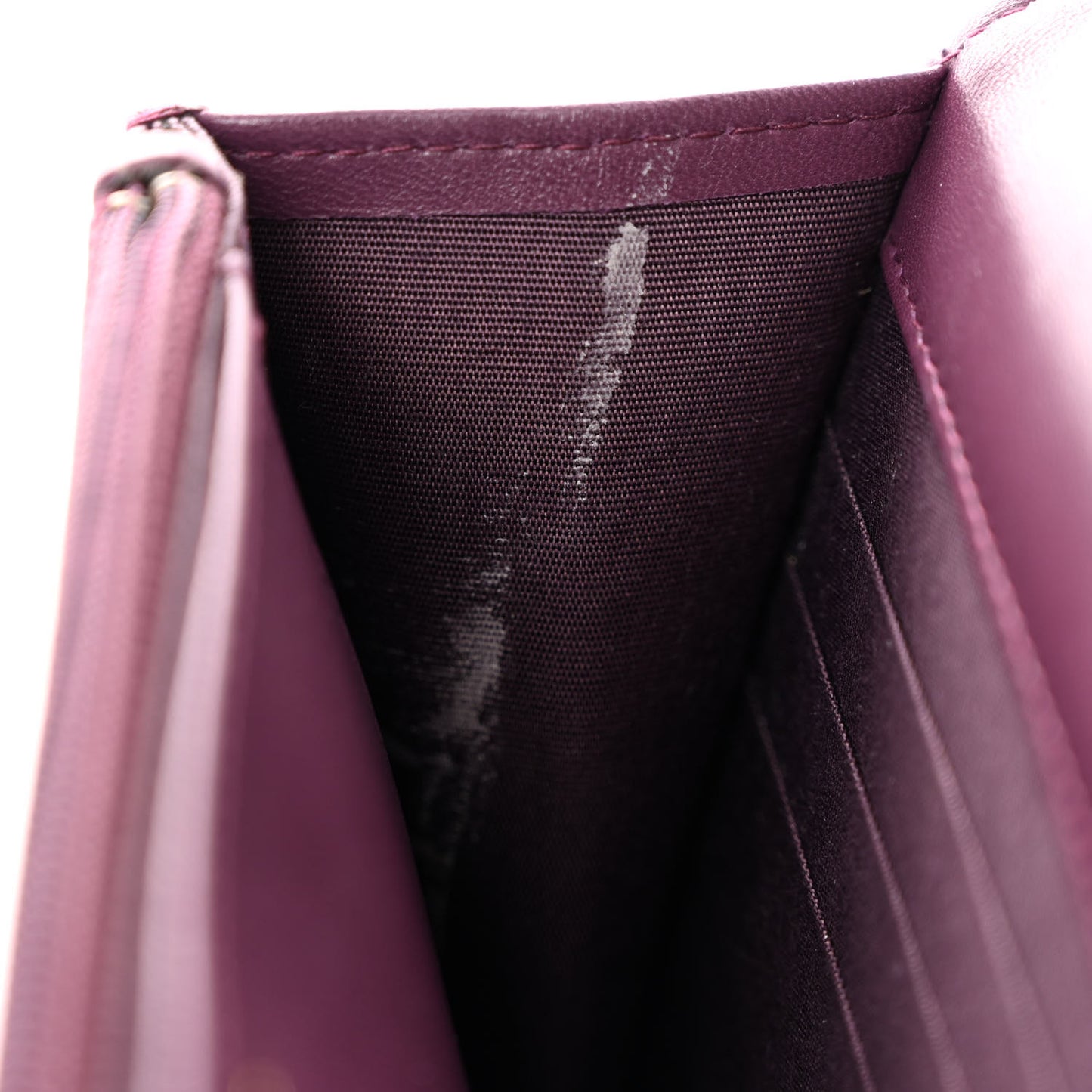 Lambskin Quilted Trendy CC Wallet On Chain WOC Purple