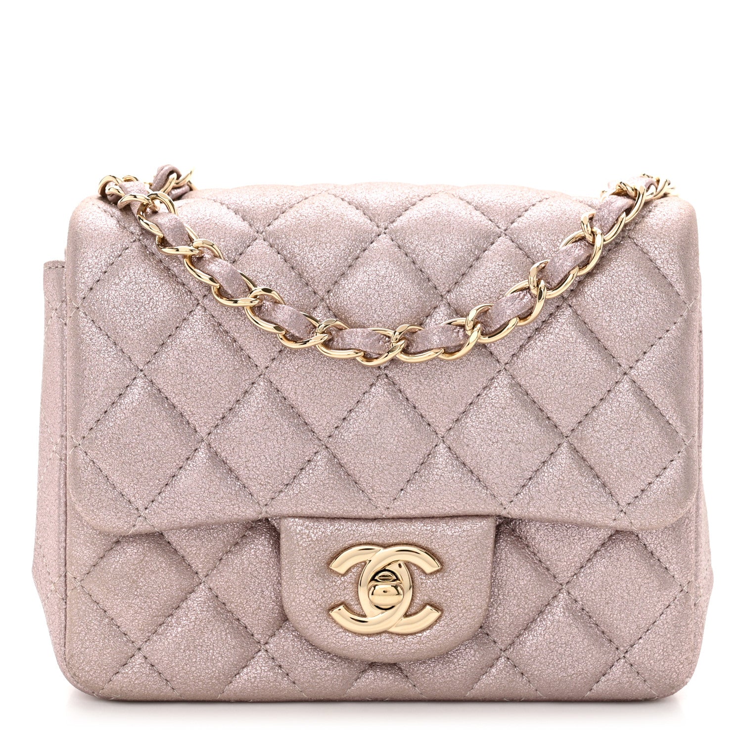 Chanel Metallic Lambskin Quilted Mini Square Flap Pink 1506312