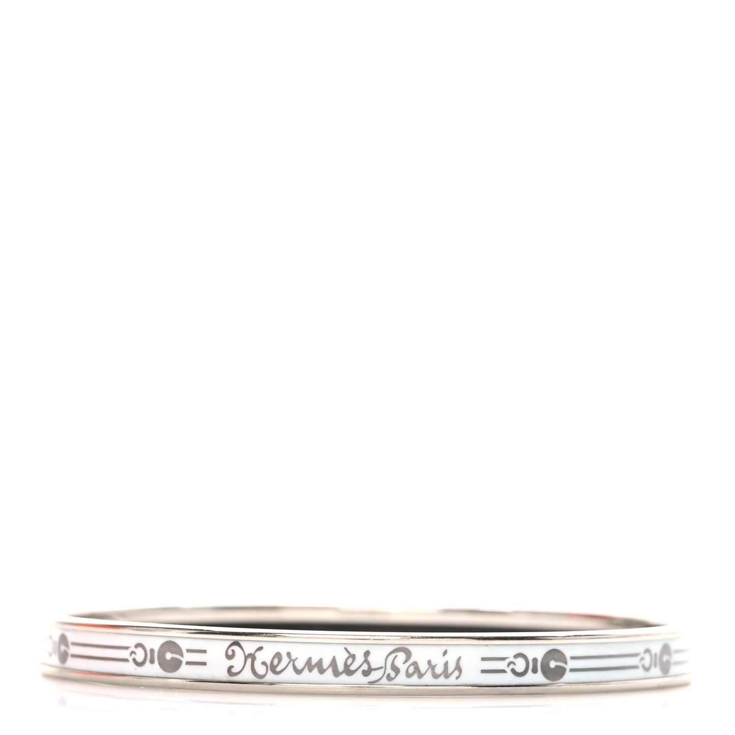 Enamel Printed Fantaisie d'Etriers Extra Narrow Bracelet White