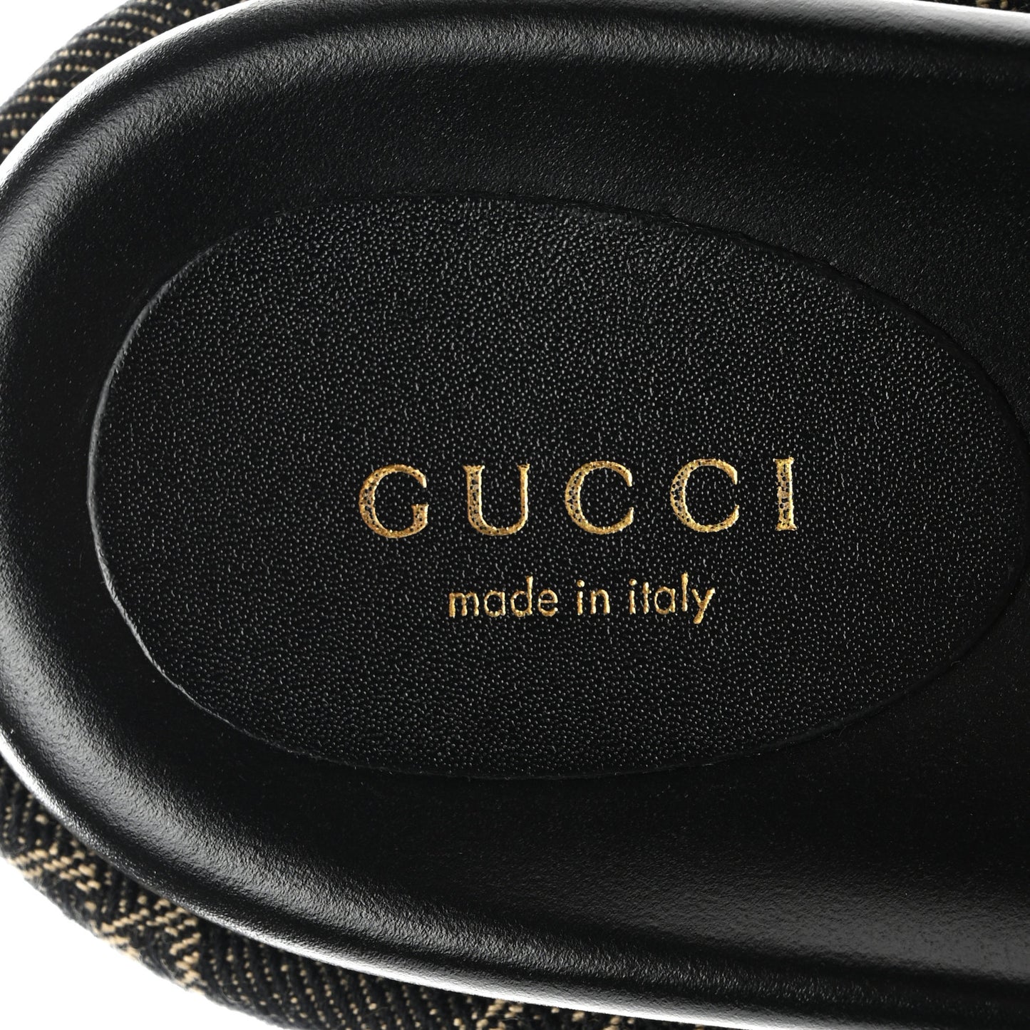 Jacquard Black Denim GG Monogram Angelina Platform 55mm Slide Sandals 38 Black Ivory