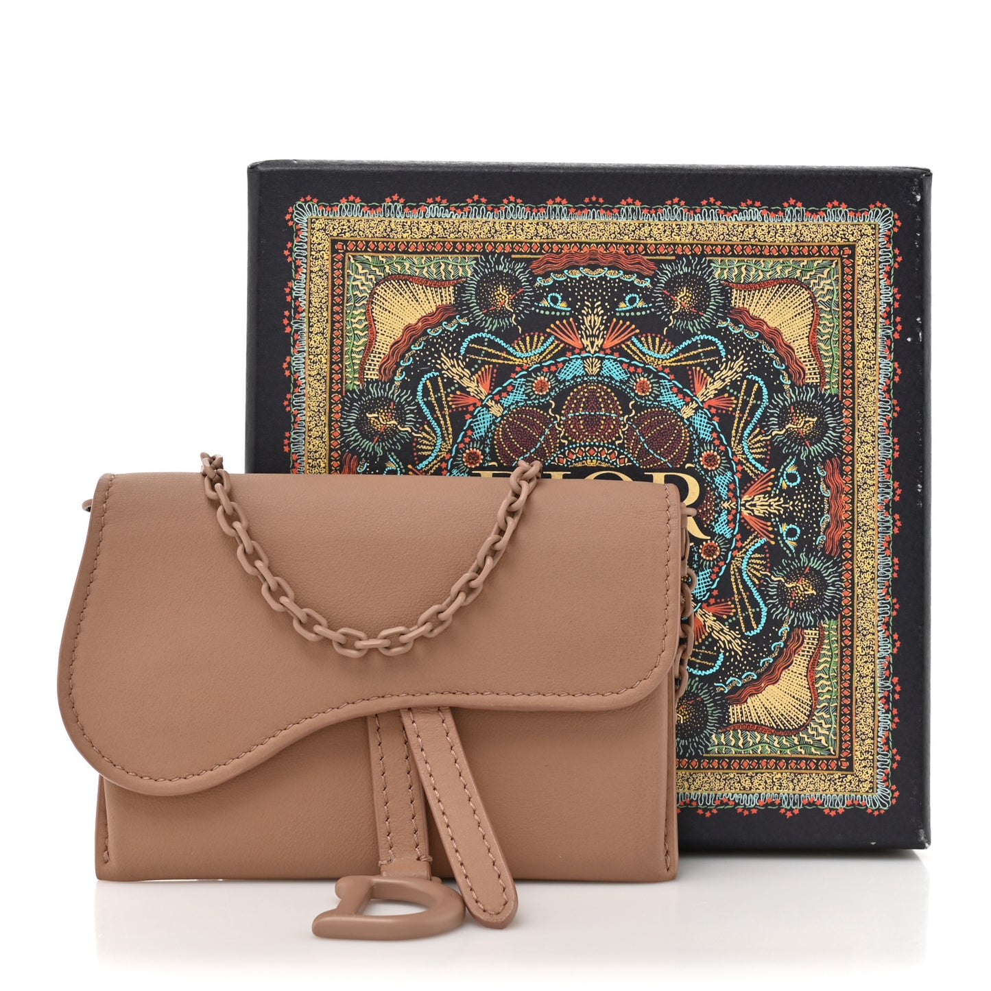 Ultra Matte Calfskin Nano Saddle Chain Pouch Rose Des Vents