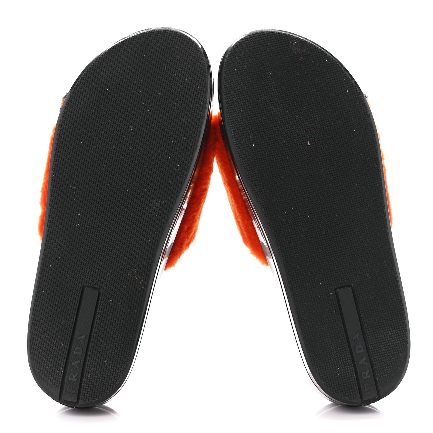 Shearling Slide Sandals 38.5 Orange Multicolor