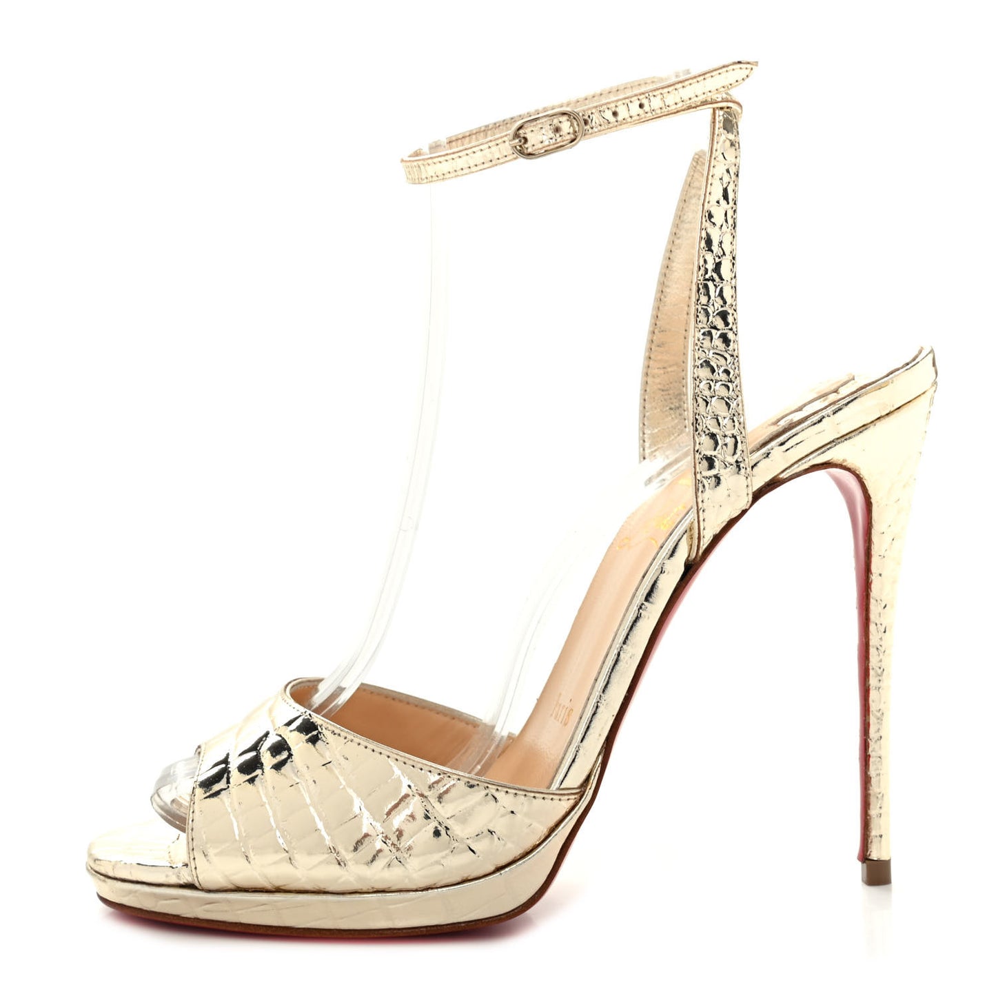 Metallo Cocco Loubiloo 120 Ankle Strap Pumps 37 Platine