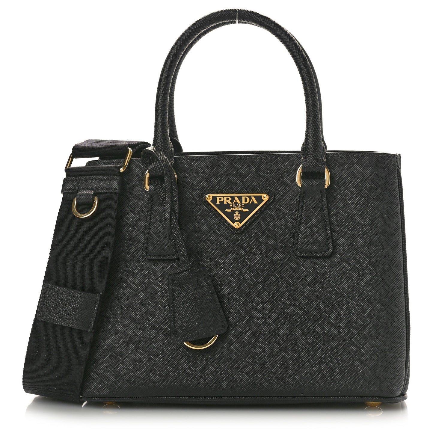 Saffiano Lux Micro Galleria Shoulder Bag Black