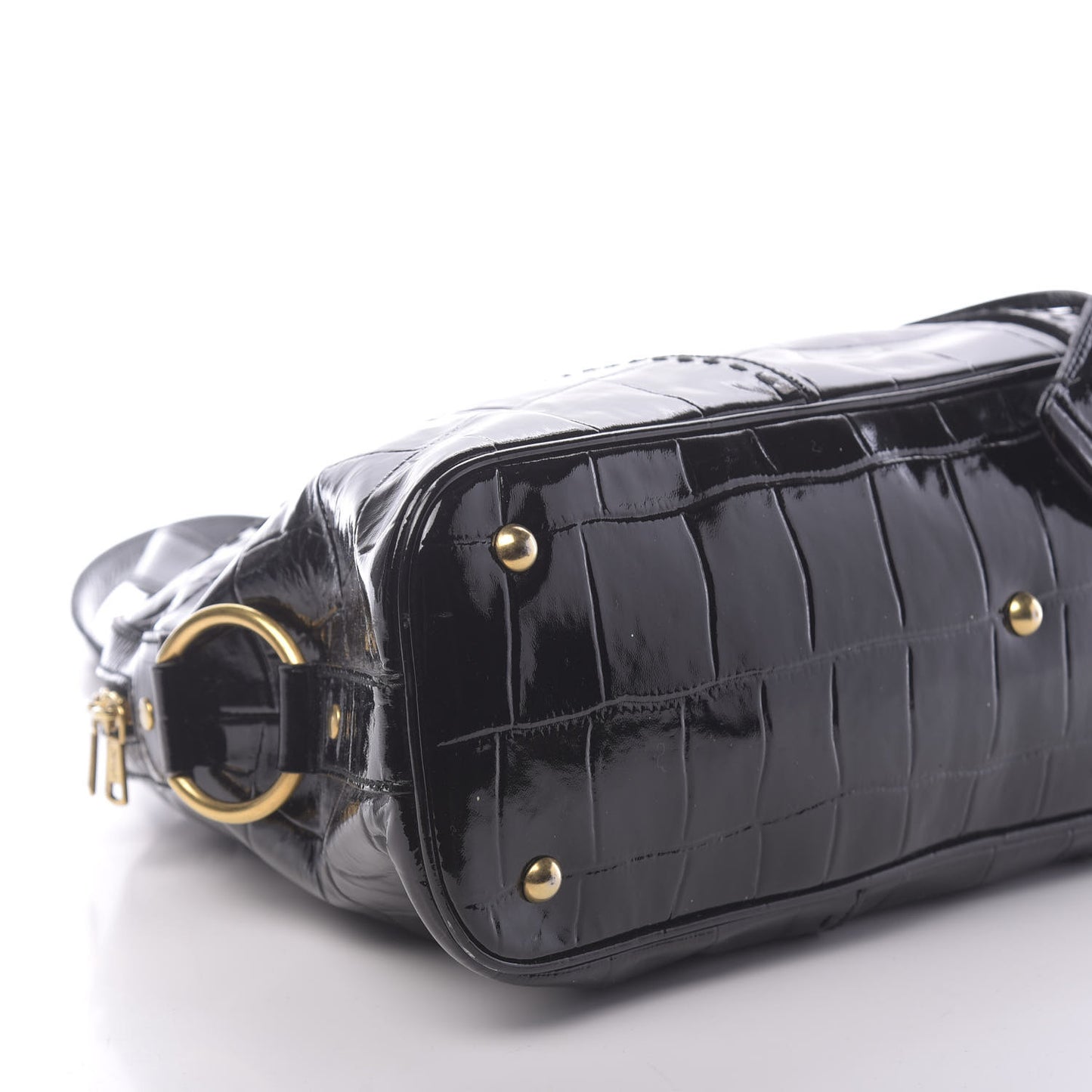 Crocodile Embossed Patent Large Muse Black