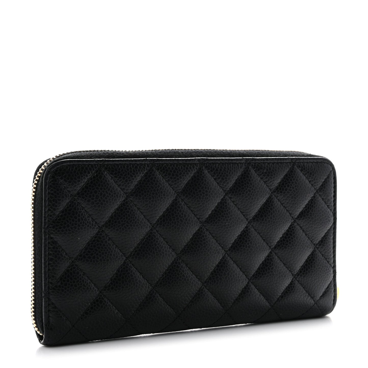 Lambskin Quilted Large Gusset Zip Around Wallet Black