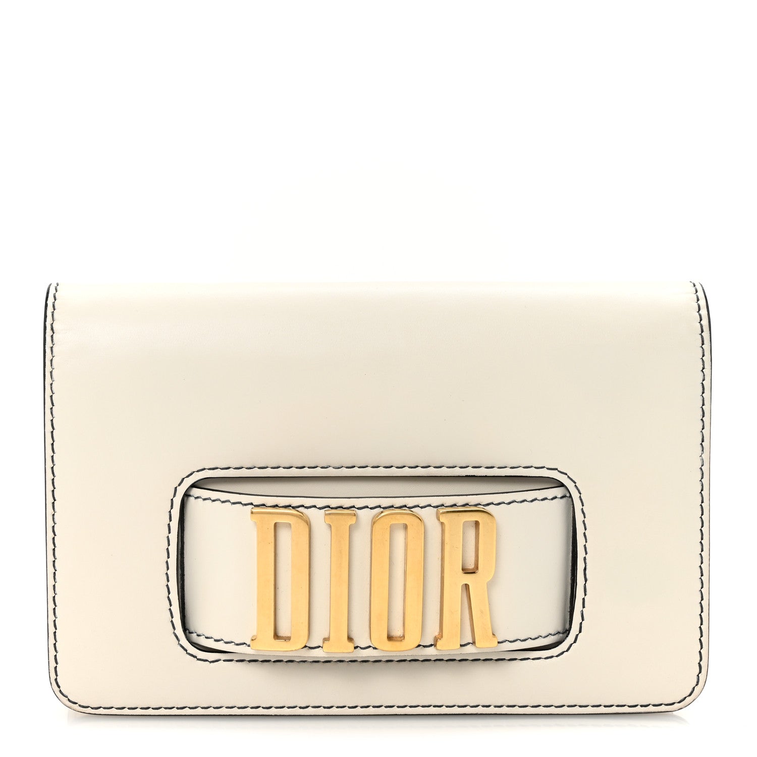 Christian Dior Smooth Calfskin Dio(r)evolution Flap Clutch White