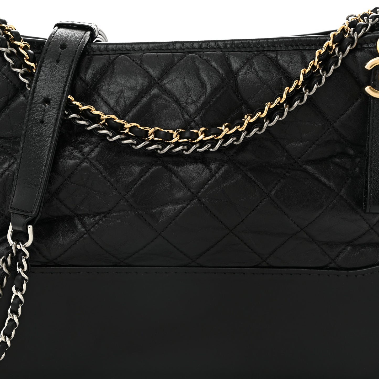Aged Calfskin Quilted Medium Gabrielle Hobo Black