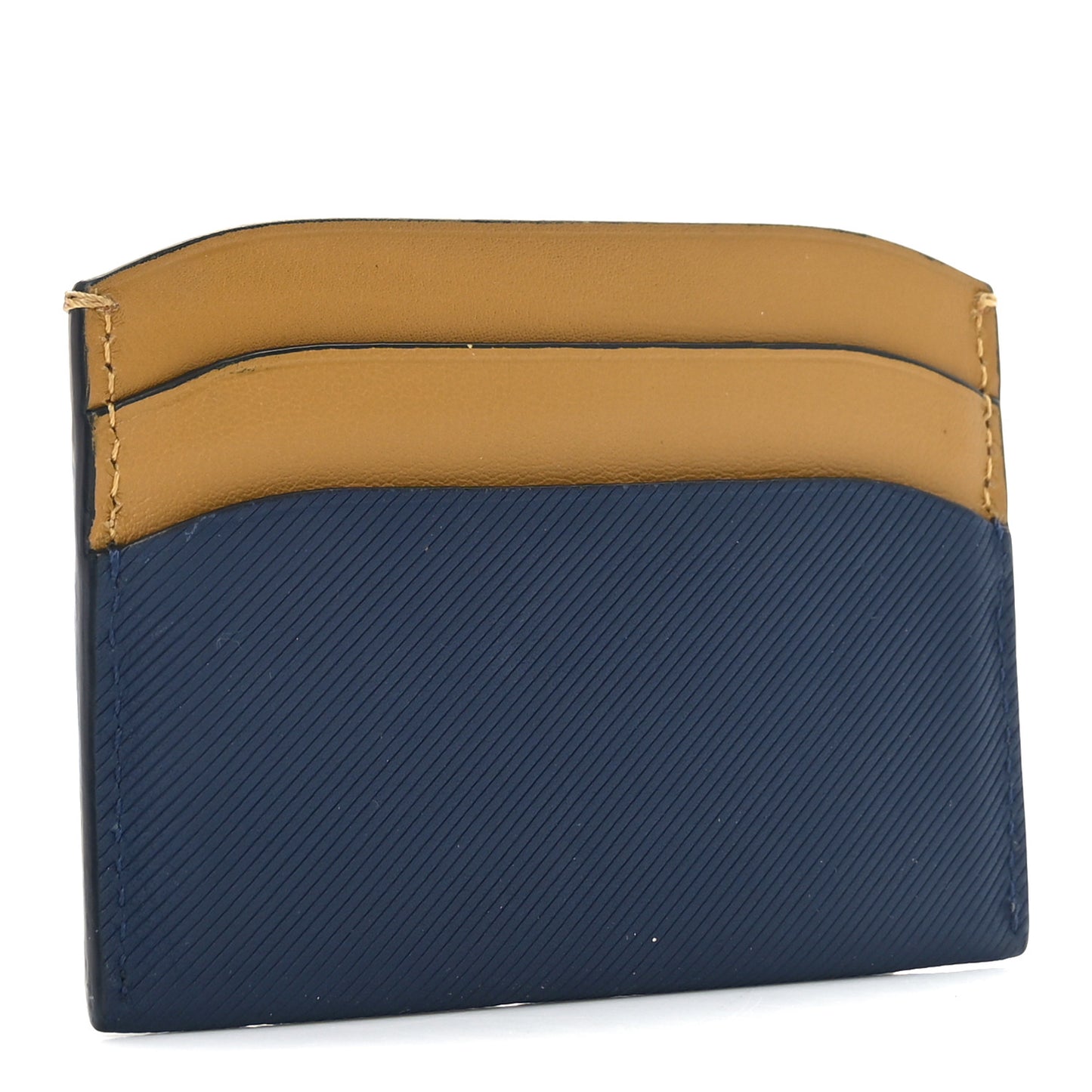 Soft Grain Calfskin Izzy Card Case Blue Carbon Camel