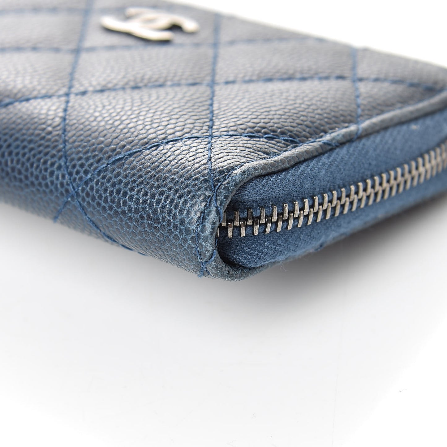 Caviar Quilted Key Holder Case Navy