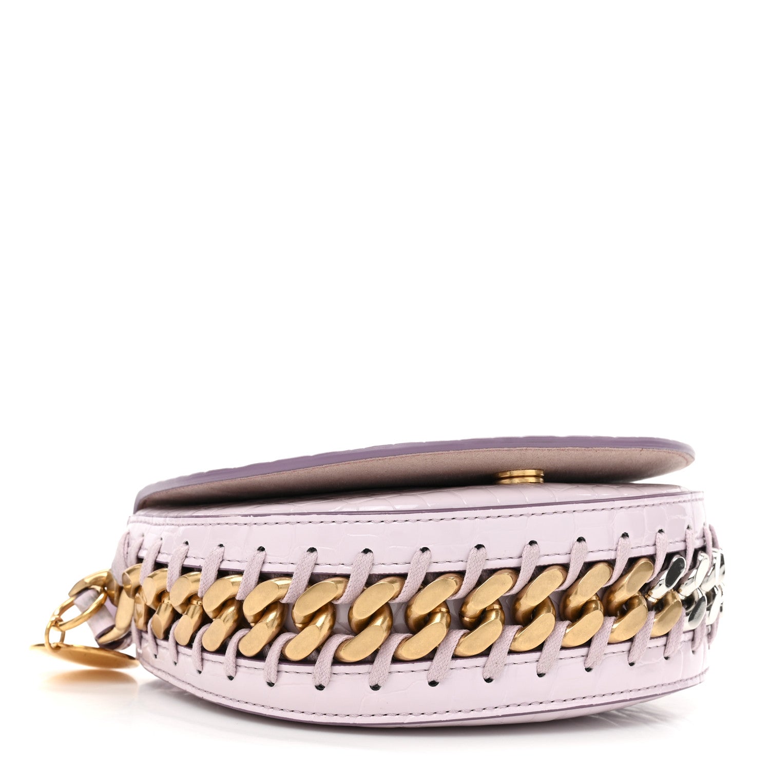 Stella McCartney Eco Alter Crocodile Embossed Nappa Small Frayme Shoulder Bag Lilac 4 of 13