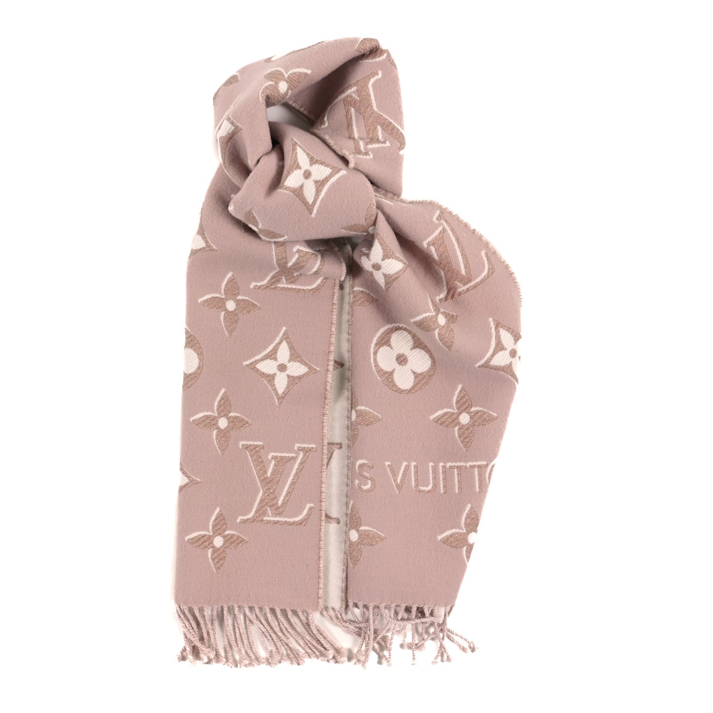 Wool Silk Logomania Essential Shine Scarf Pink