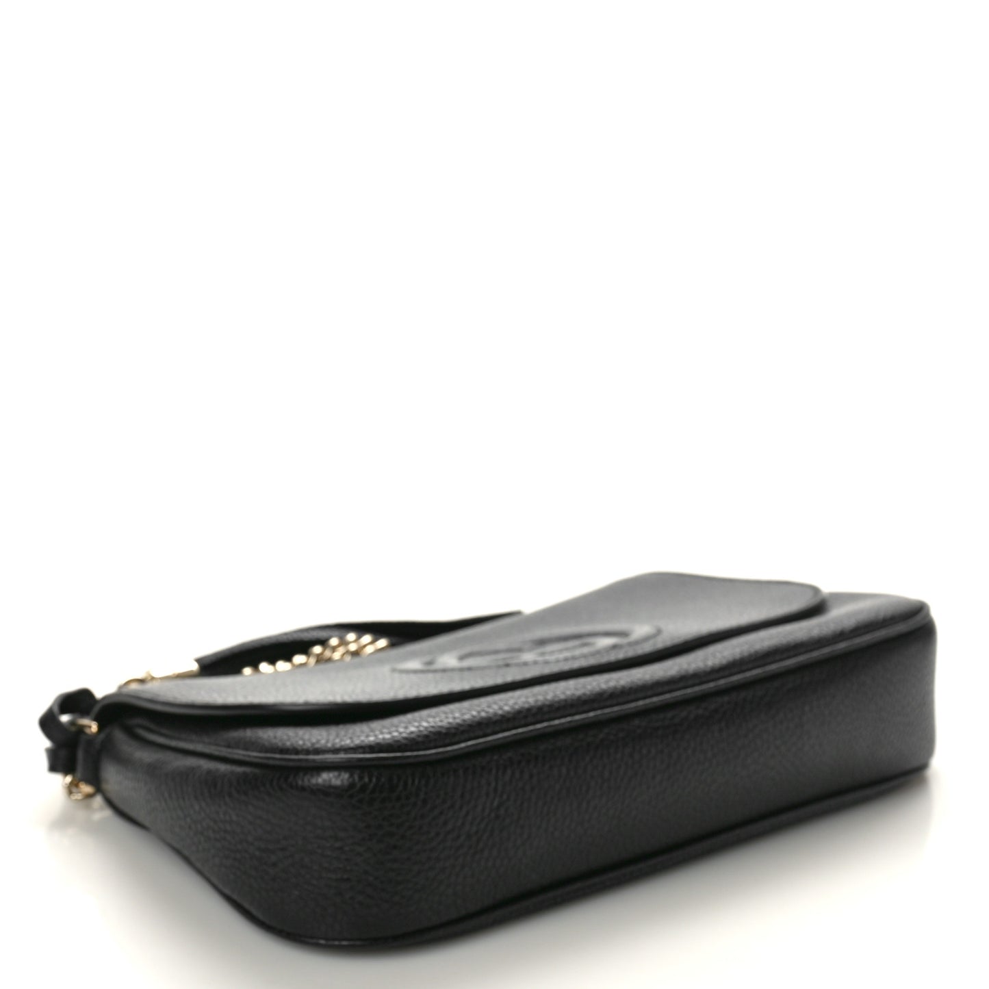 Pebbled Calfskin Medium Soho Flap Crossbody Black
