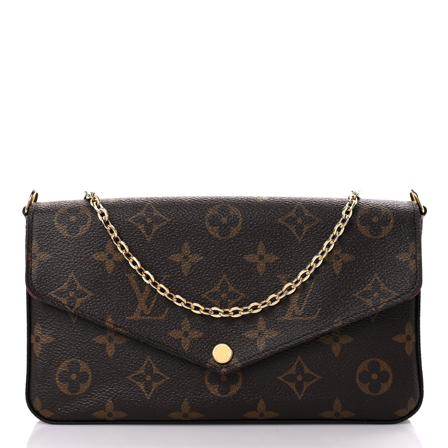 Monogram Pochette Felicie Chain Wallet Fuchsia