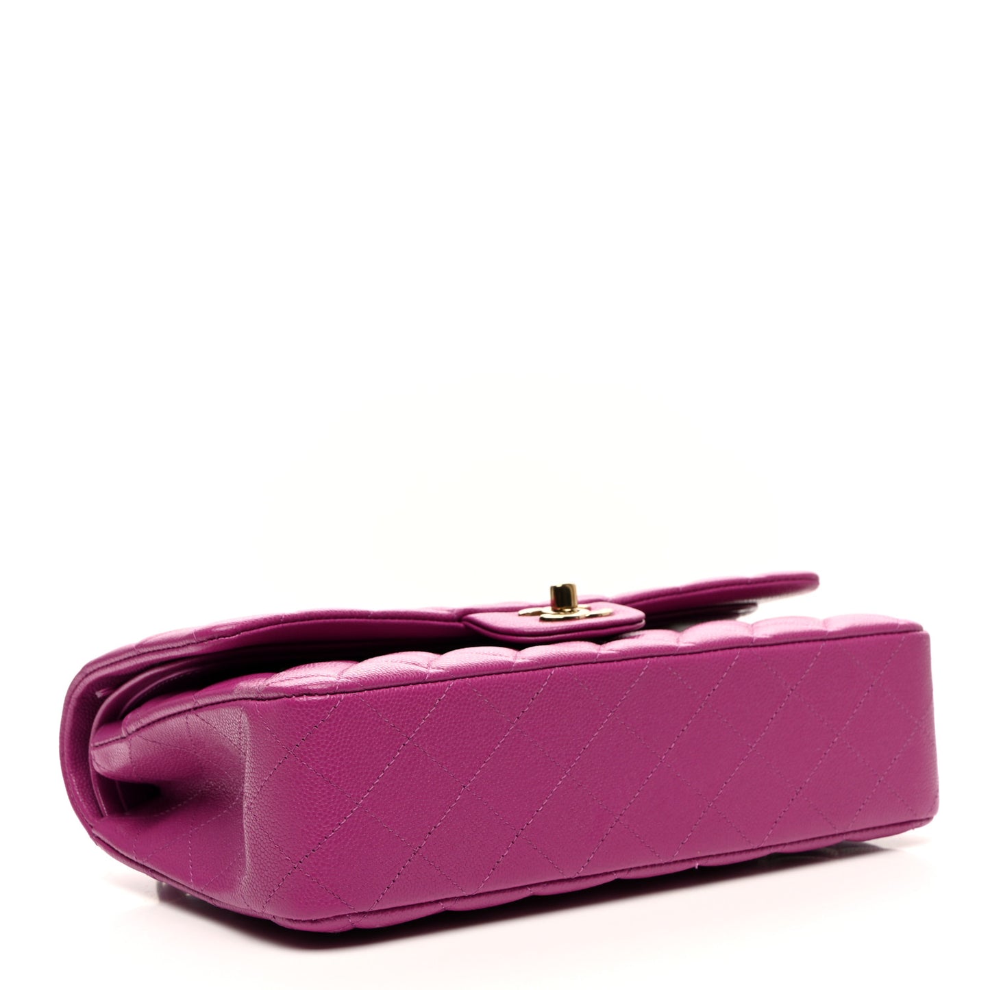 Caviar Quilted Medium Double Flap Purple