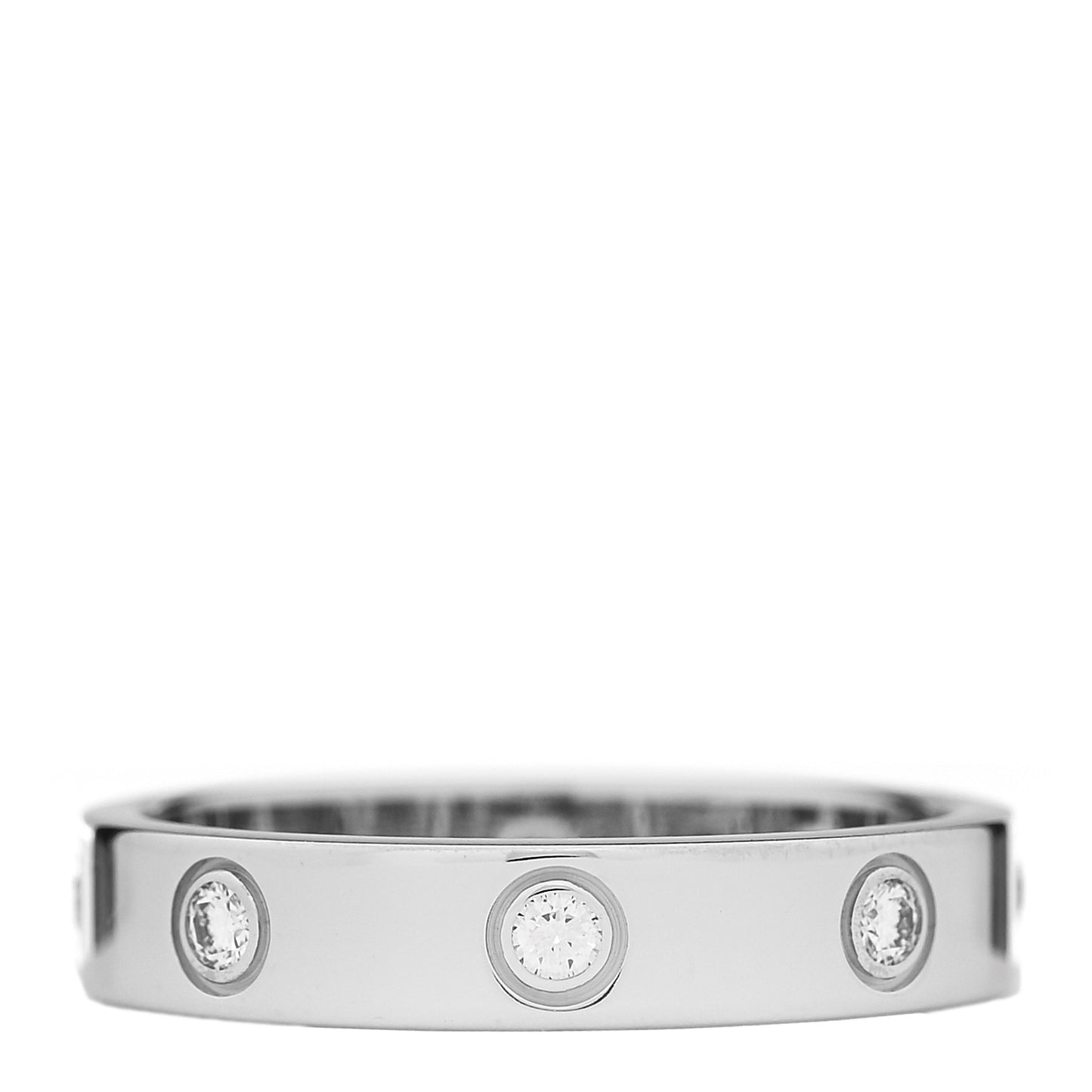 18K White Gold 8 Diamond 4mm Wedding Band LOVE Ring 54 6.75