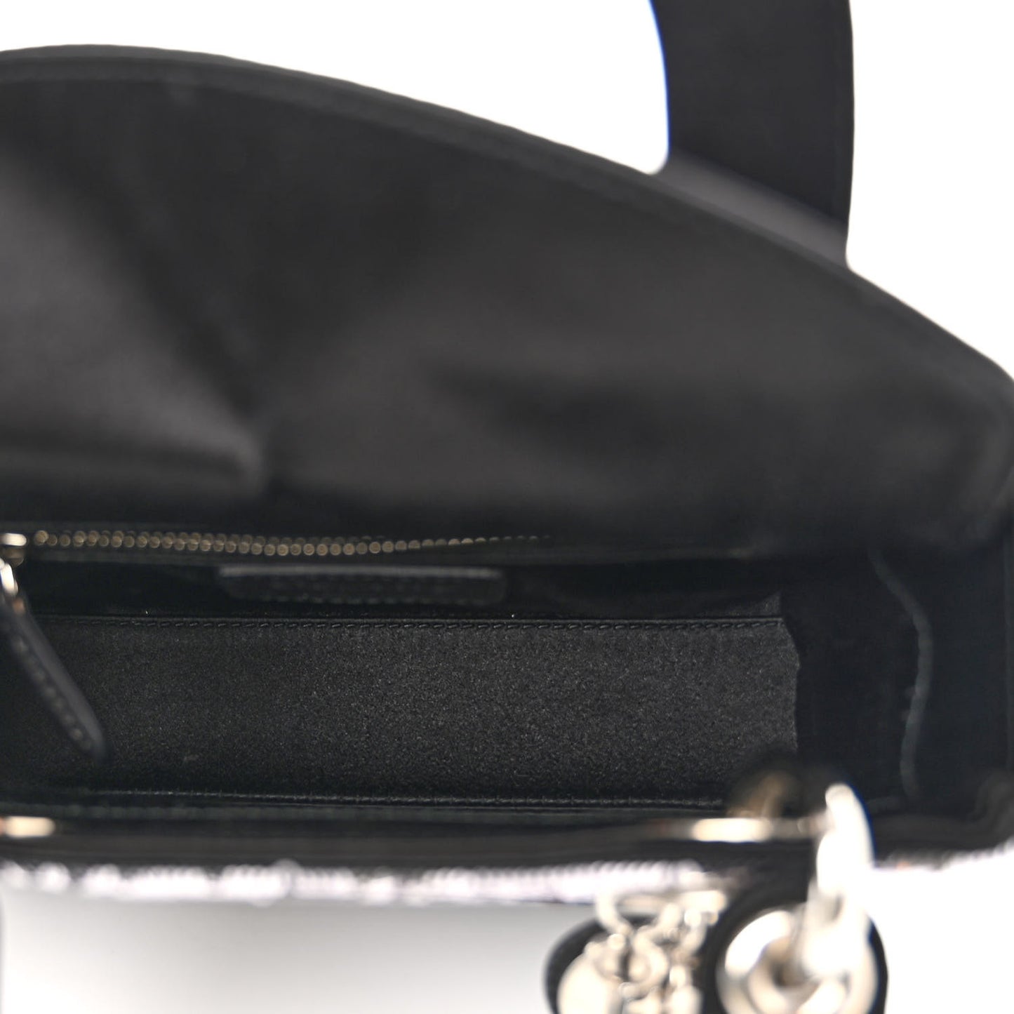 Satin Sequin Gradient Mini Lady Dior Black Silver