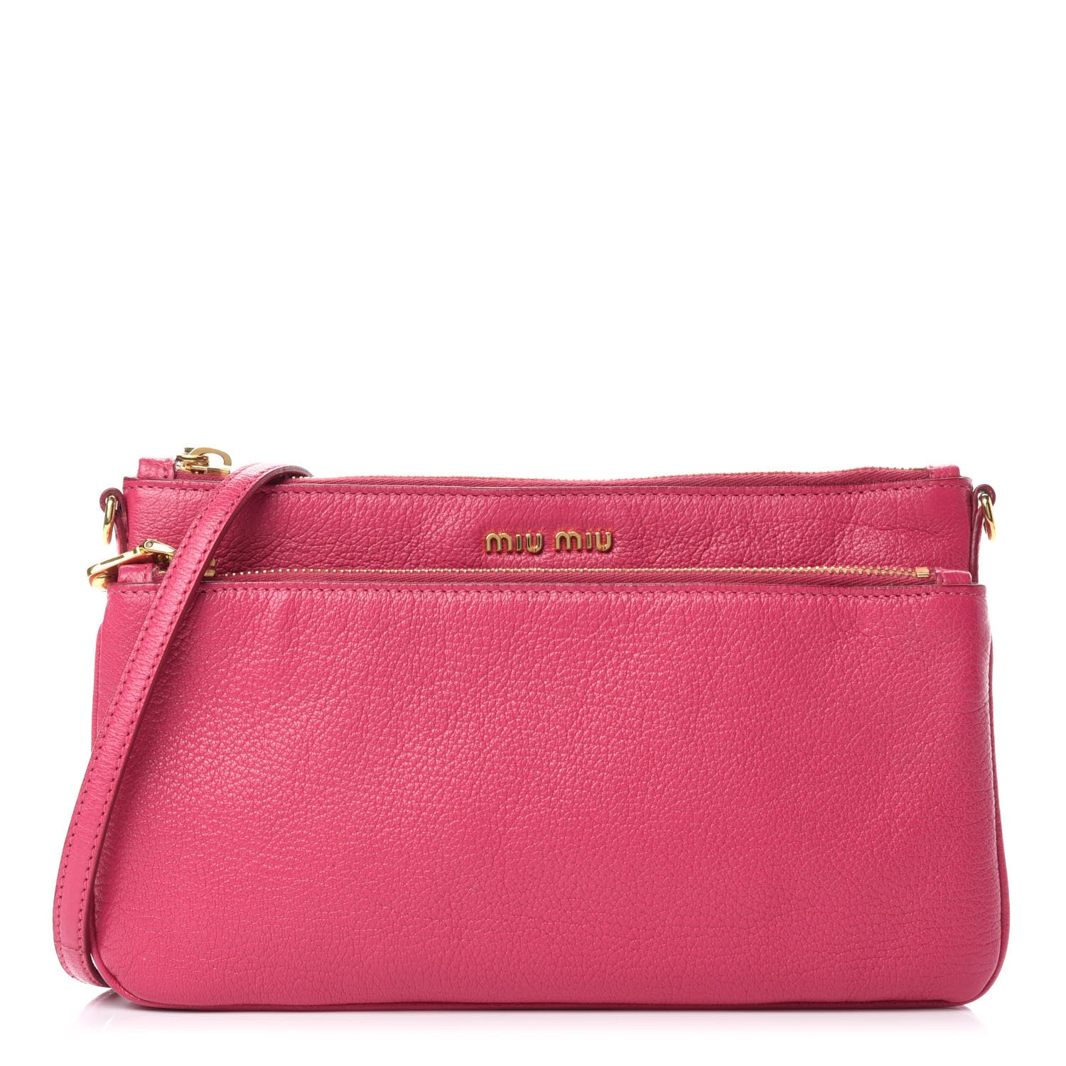 Miu Miu Goatskin Madras Double Zip Crossbody Bag Peonia 764372