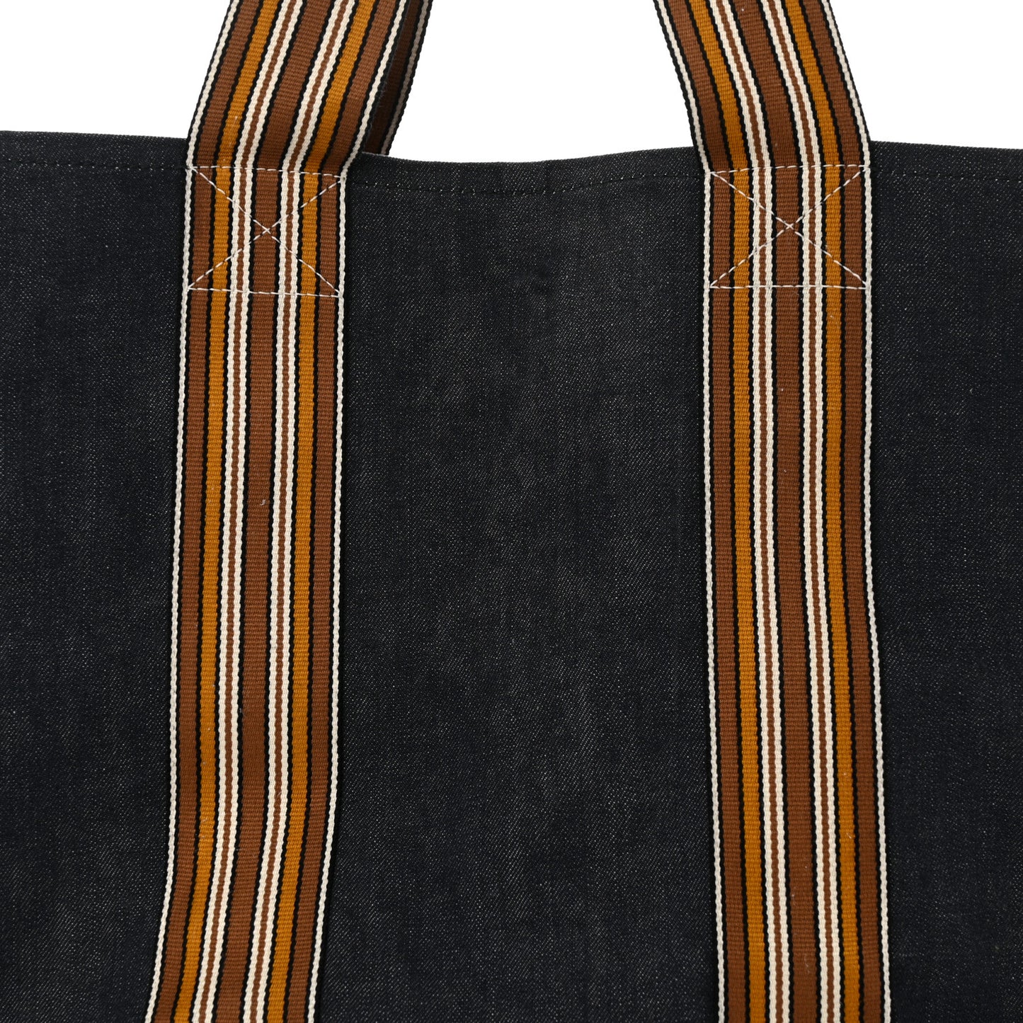 Denim Cotton Canvas The Suitcase Stripe Tote Blue