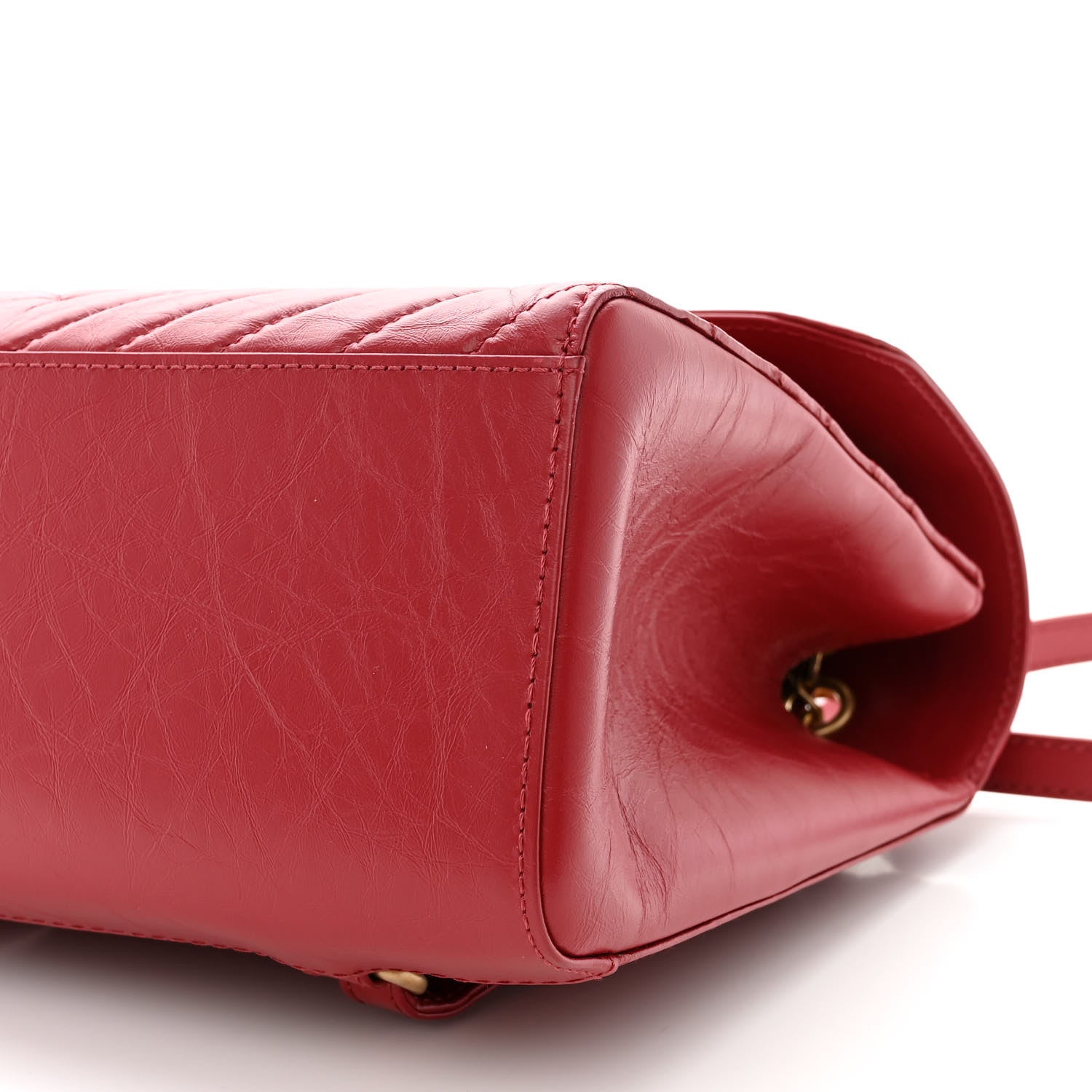 Chanel Aged Calfskin Chevron Quilted Backpack Red 10 of 12