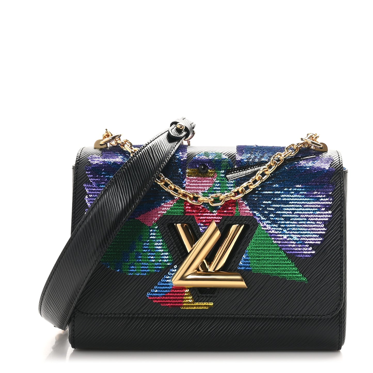 Epi Sequin Bird Twist Shoulder Bag MM Black