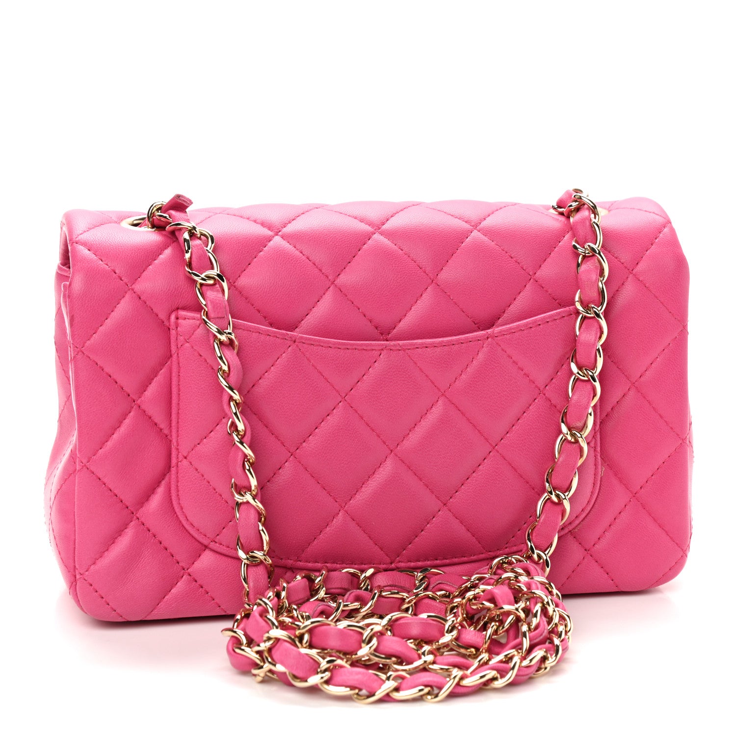 Chanel Lambskin Quilted Mini Rectangular Flap Fuchsia 2 of 8
